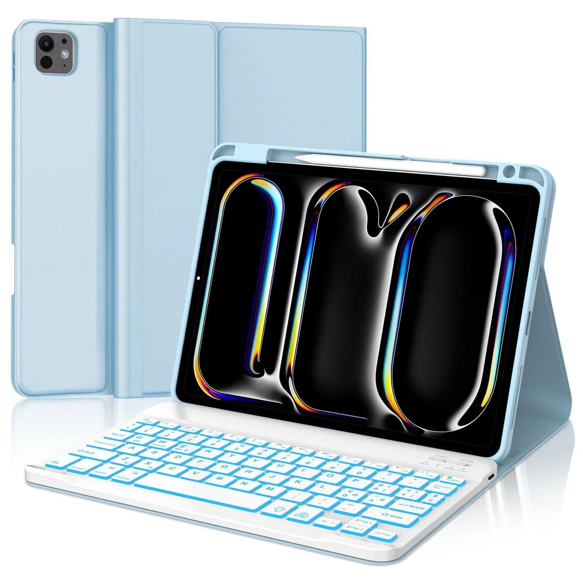 WINCHKING Custodia con Tastiera per iPad Pro 11" M5 2025/M4 2024, Cover Bluetooth Magnetica QWERTY Italiano Retroilluminata Tastiera per iPad Pro 11 Pollici (M5/M4, 2025/2024), Azzurro