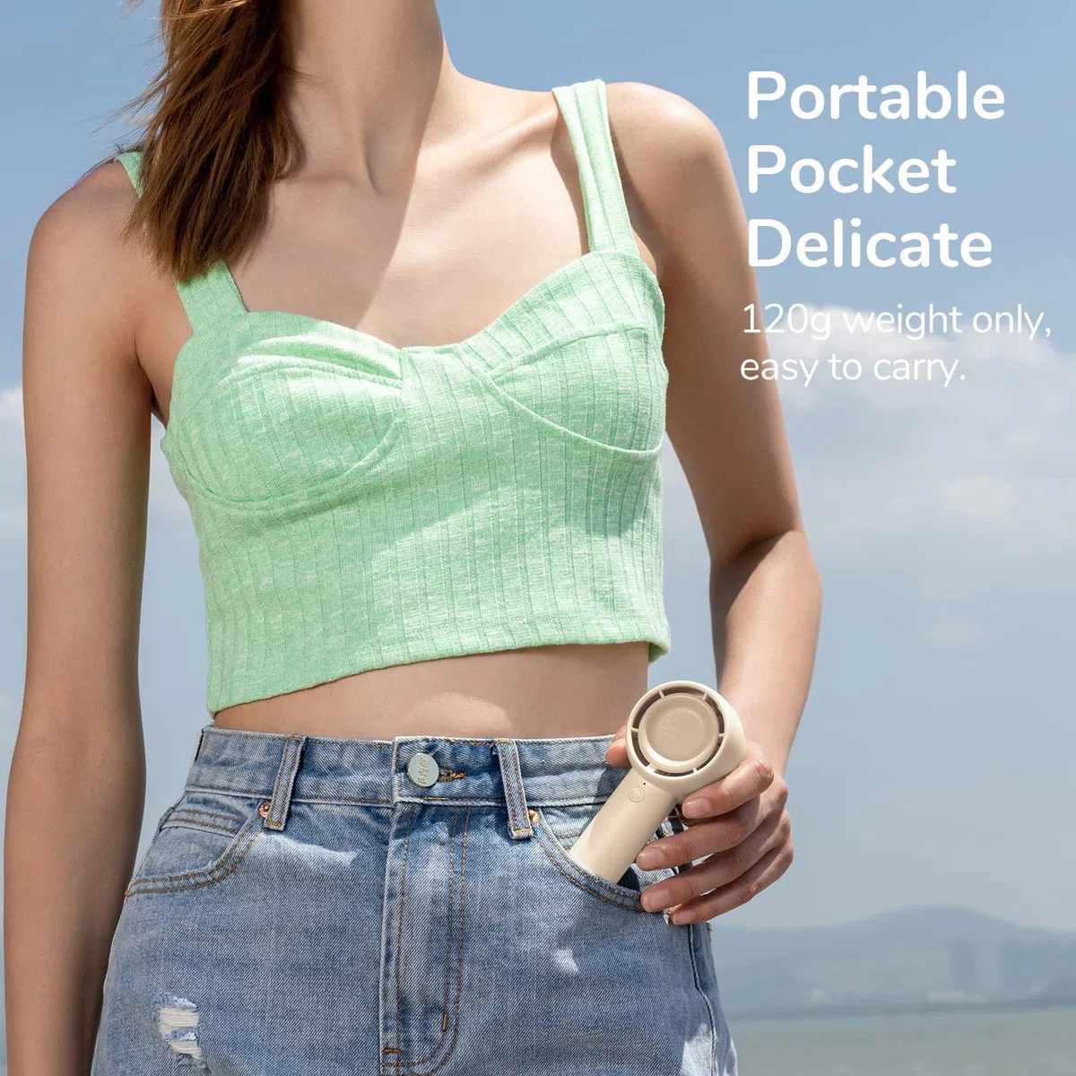 JISULIFE Mini Ventilatore Portatile - Design Sicuro Senza Pale, Potente Ventilatore Turbo Portatile con 3 Velocità, Piccolo Design Tascabile per Viaggi/Lash, Regalo per Ragazze/Donne