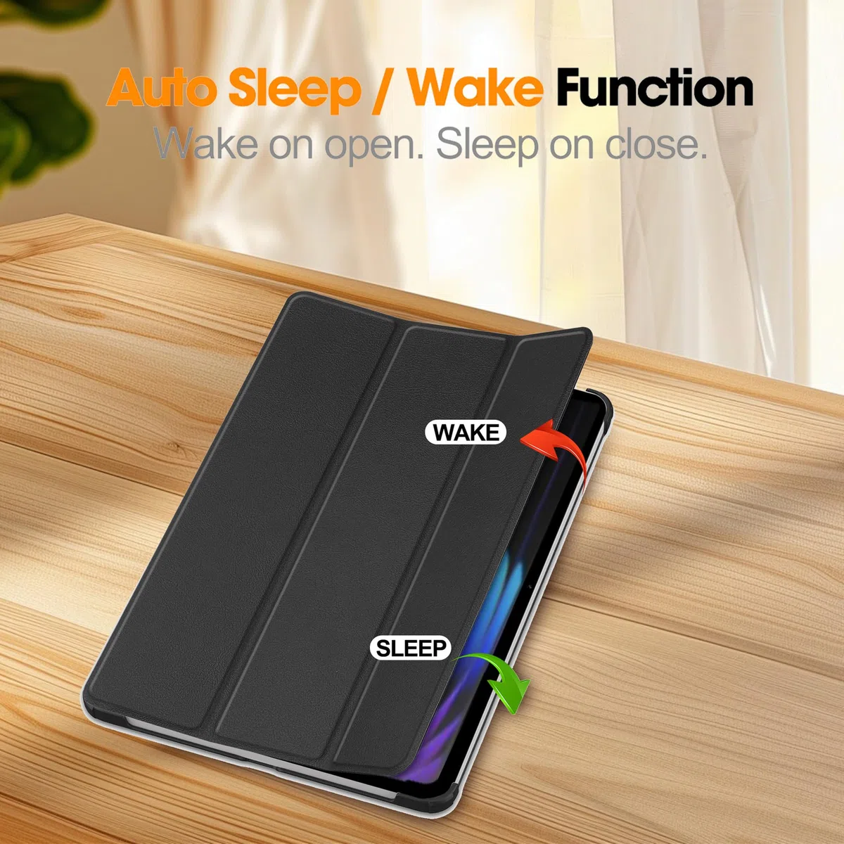 Custodia per Redmi Pad 2 9.7" Cover in Pelle Case, + [1 Pezzi] Vetro Temperato Pellicola Protettiva [Auto Svegliati/Sonno][Supporto Funzione ] [Anti-Scratch] Nero