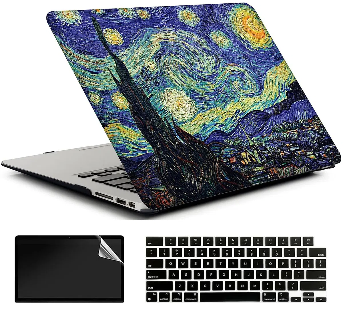 Custodia Rigida Compatibile con MacBook Air 13 Pollici 2017-2010 Release A1466/A1369,Plastica Case Cover & EU Tastiera Cover & Screen Protecto,Notte Stellata 1