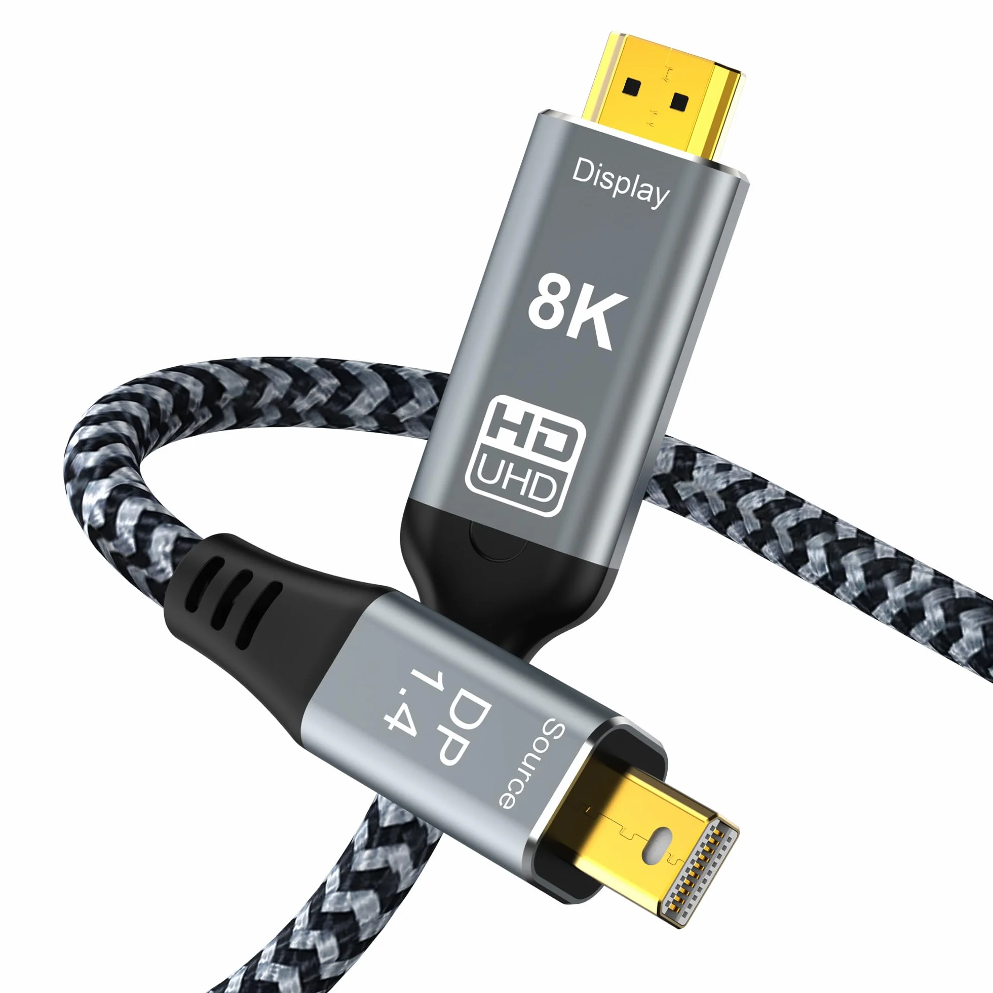 YIWENTEC 8K Mini DisplayPort to HDMI Cable Mini DP to HDMI 2.1 Supports 8K@60Hz 4K@120Hz HDR Aluminum Shell (2M)