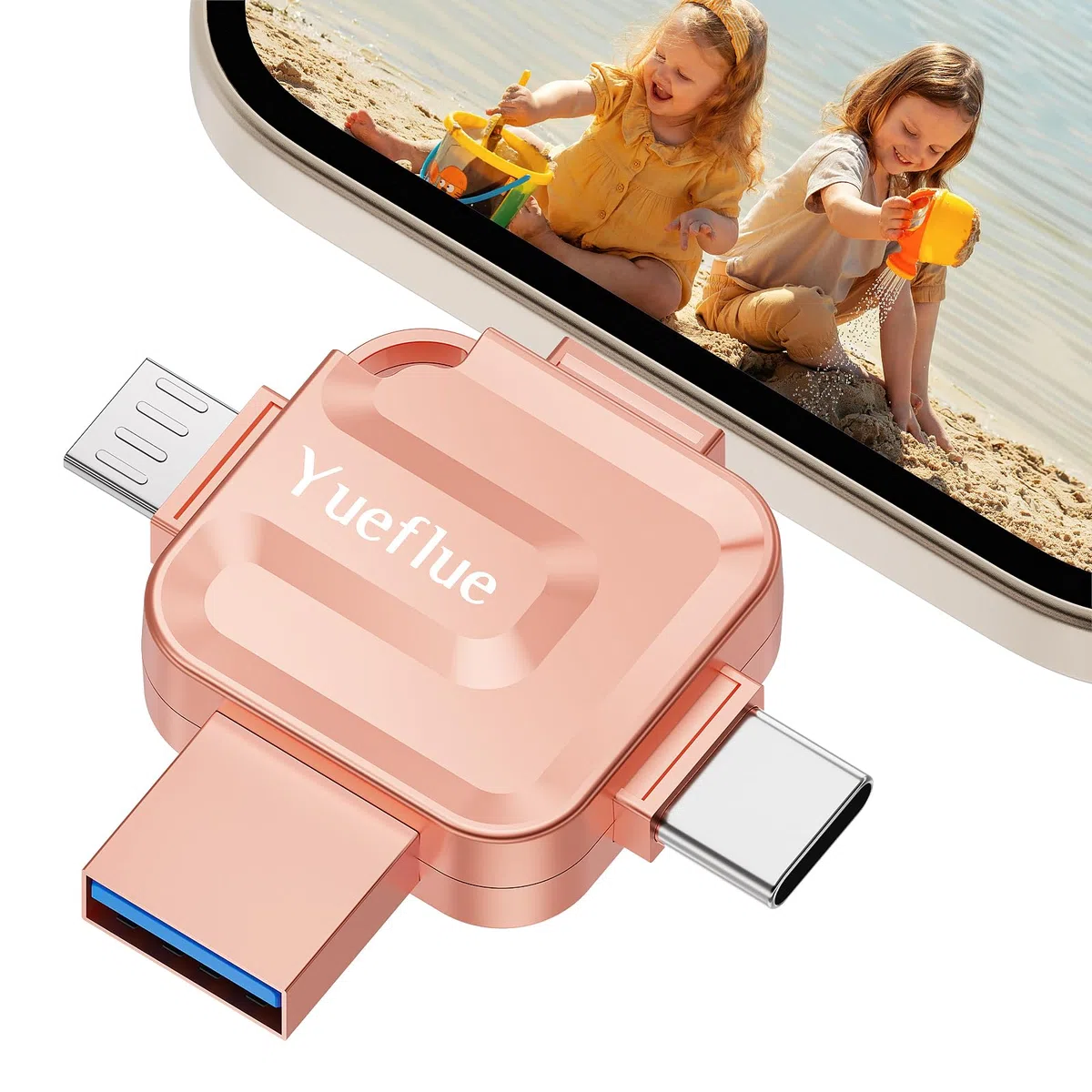 Chiavetta USB 256 GB, Chiavetta USB per lphone Memorizzare più Foto e Video. Memoria Esterna lphone per i0S/Android/PC, Non è Necessario Scaricare APP. (Rosa)