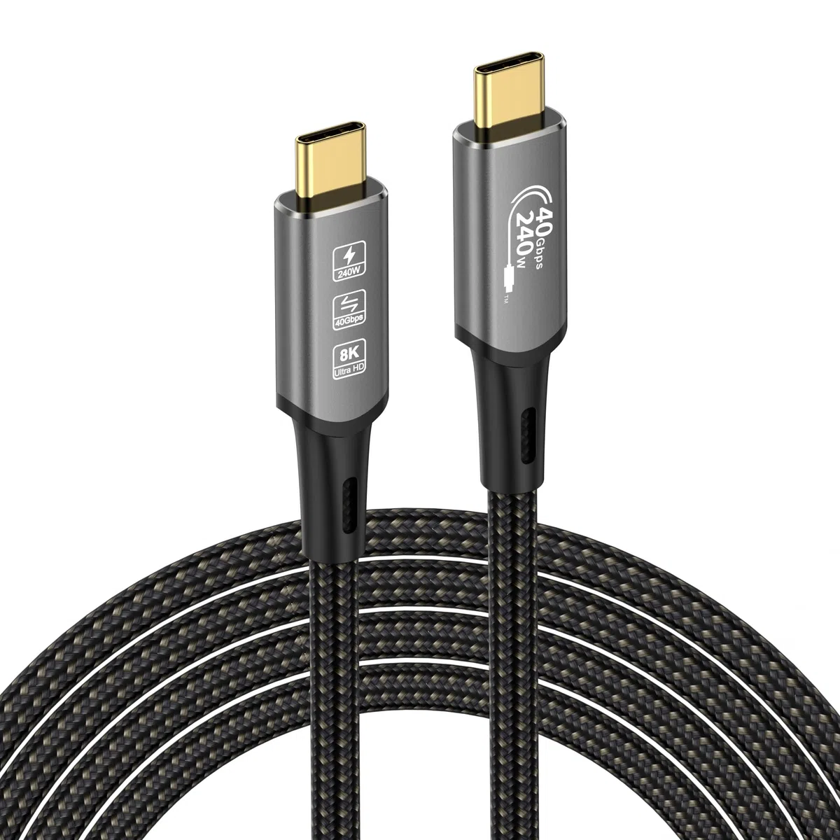 Cavo USB 4, con cavo Thunderbolt 4, cavo di ricarica da 240 W, cavo dati da 40 Gbps, 8 K a 60 Hz, 4 K120 Hz, HDR, PD3.1, USB C a USB C, per hub, dock MacBook, M1 M2, M3, Mac Studio SSD, laptop