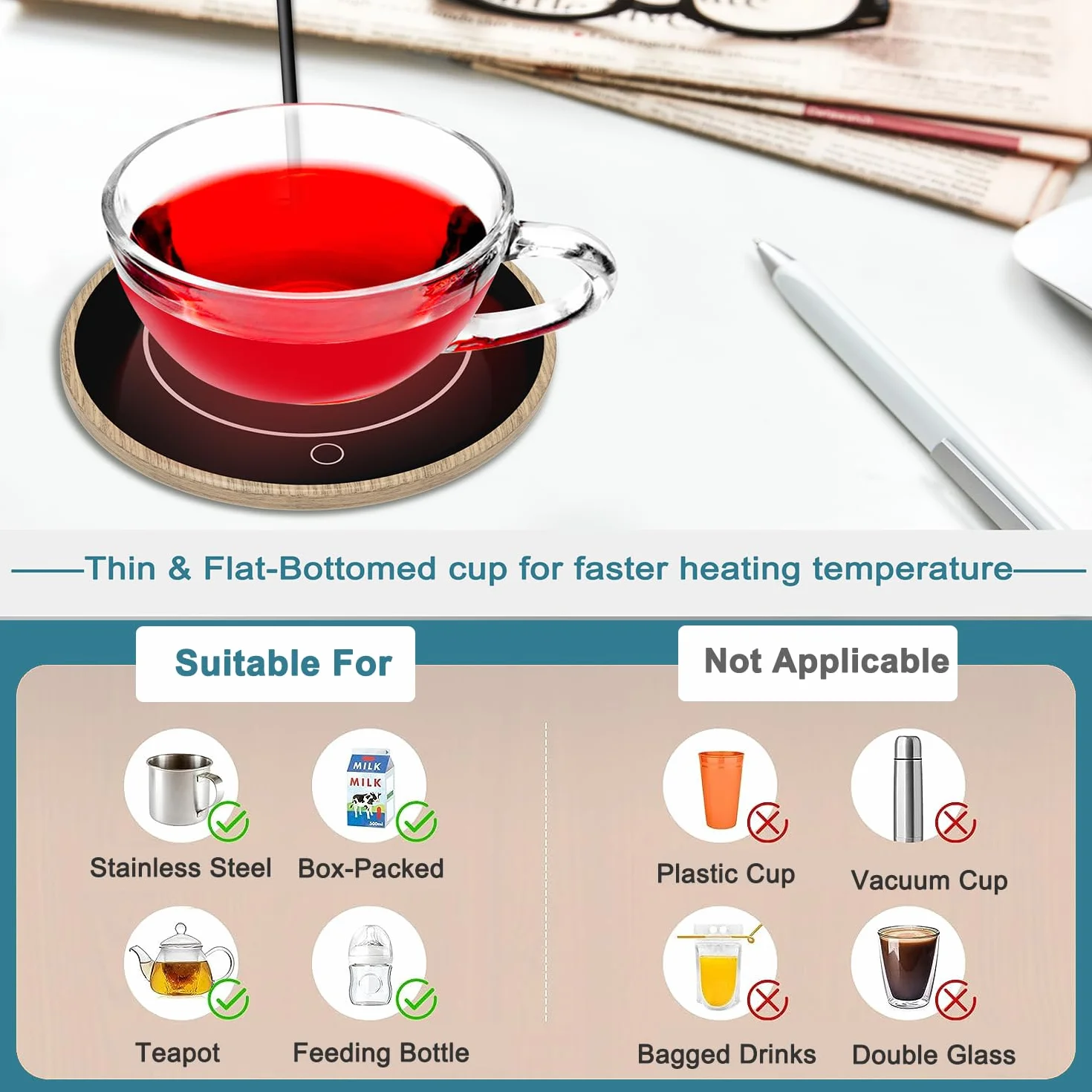 Scaldatazze per caffè con 2 impostazioni di temperatura Scaldatazze elettriche per l'ufficio e la scrivania di casa
