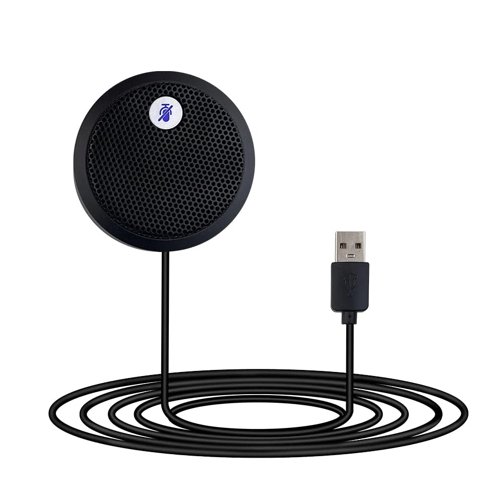 Microfono USB per Computer, microfono USB per conferenze, pulsante di silenziamento con indicatore LED, Mic a condensatore omnidirezionale per videoconferenze, Plug&Play per PC, laptop,
