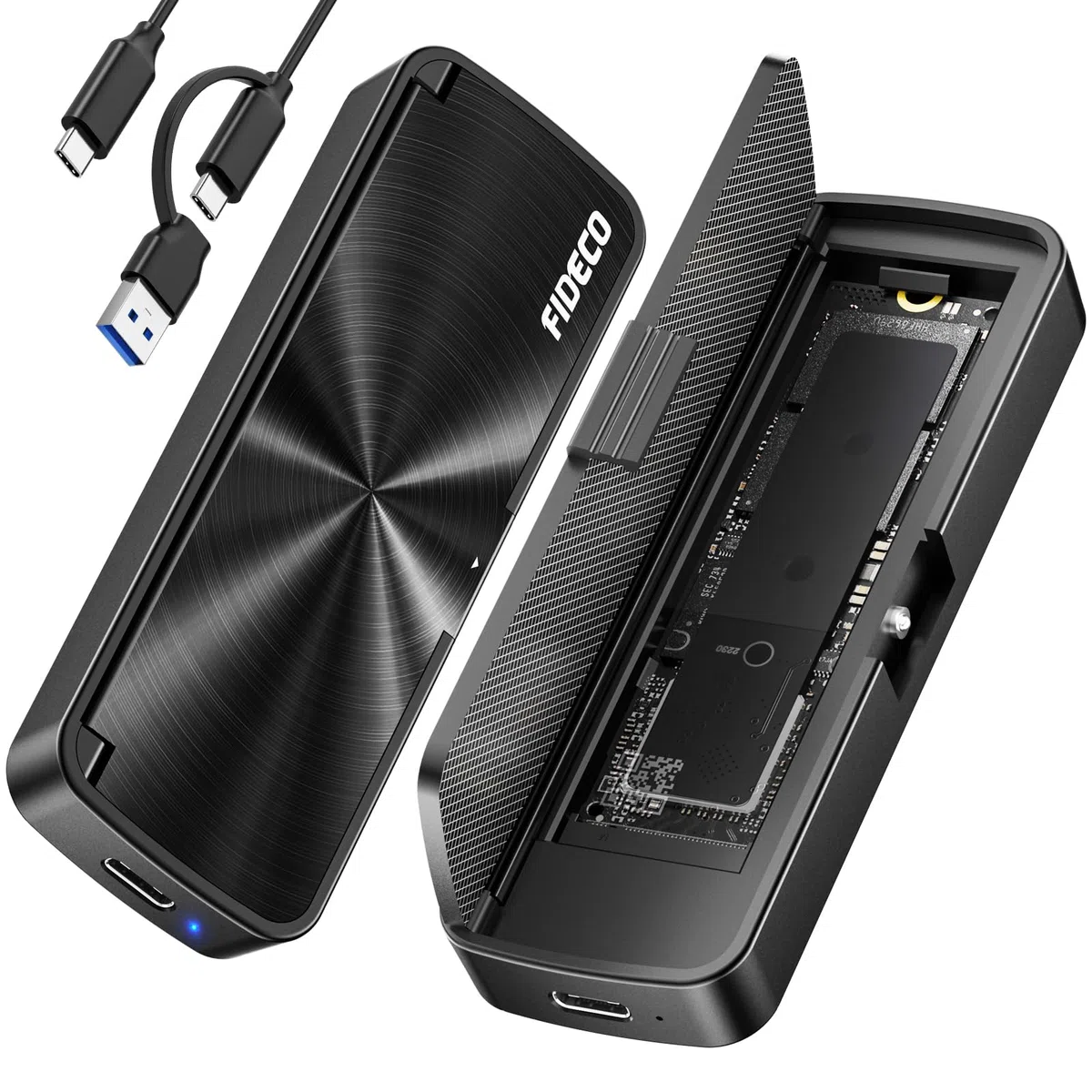 FIDECO Box esterno per SSD M.2 NVMe, adattatore da M.2 NVMe a USB, lettore SSD USB 3.2 Gen 2 (10Gbps) con installazione senza attrezzi, supporto UASP e Trim, design a sandwich