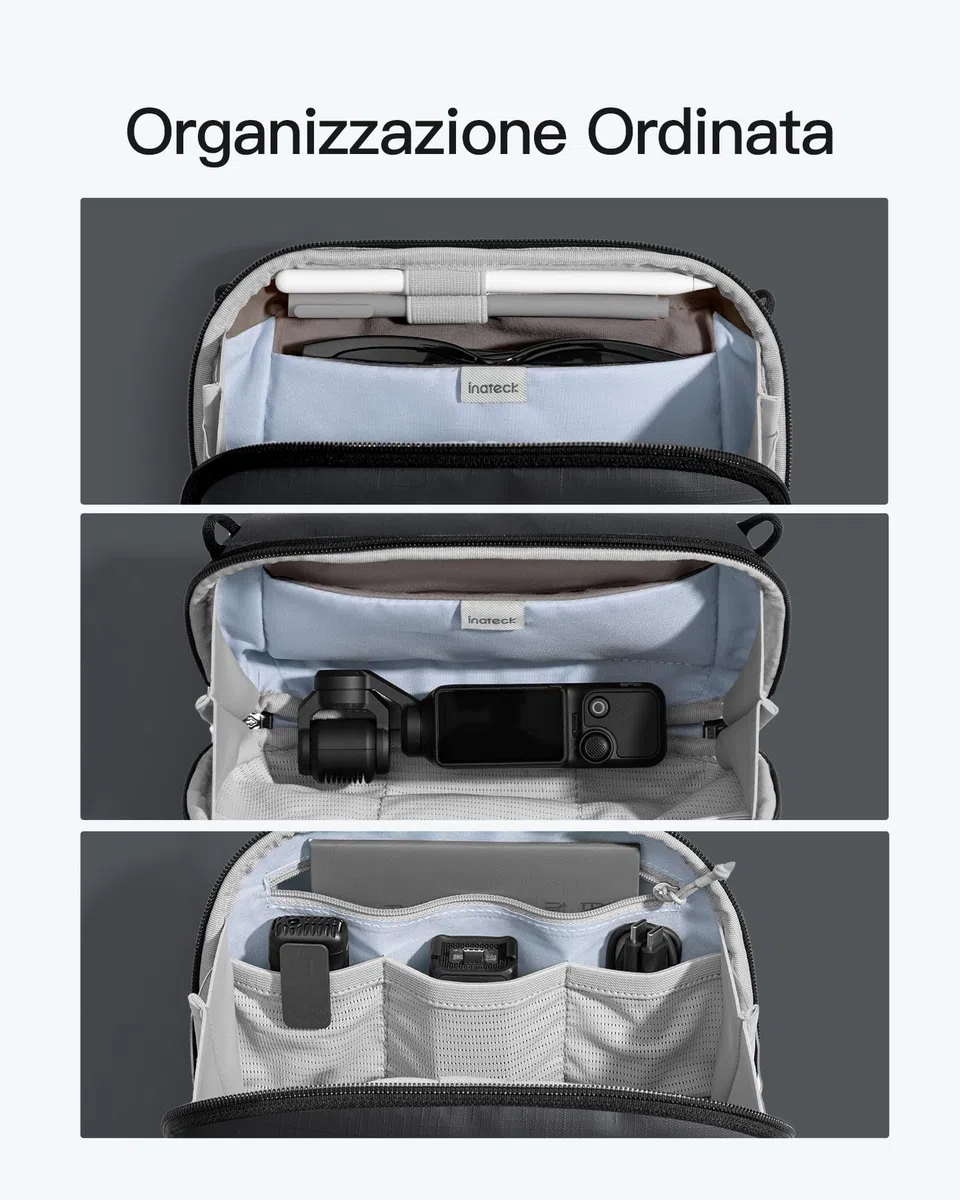 Inateck Organizer Elettronico Portatile, Borsa da Viaggio Resistente agli Spruzzi per Cavi, Power Bank, Hub, Cuffie, Nero