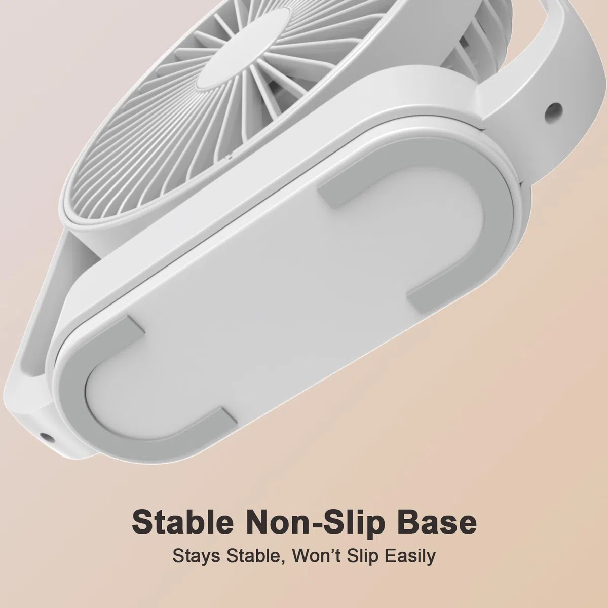 SURFOU Ventilatore da Tavolo 4000mAh, Senza Fili, 4 Velocità, 2 Modalità Luce Notturna, Ricaricabile USB-C, Fino a 20 Ore di Autonomia, Silenzioso, per Camera, Comodino, Ufficio e Viaggi (Bianco)