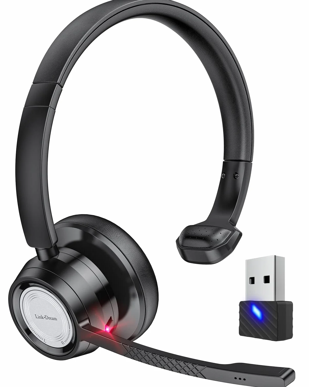 Link Dream Cuffie con Microfono Senza Filo e USB dongle, Cuffia Bluetooth Wireless PC Antirumore, Auricolare Business con 20 ore di conversazione, V5.0, Mic Mute, per Call Center, Skype Zoom, etc