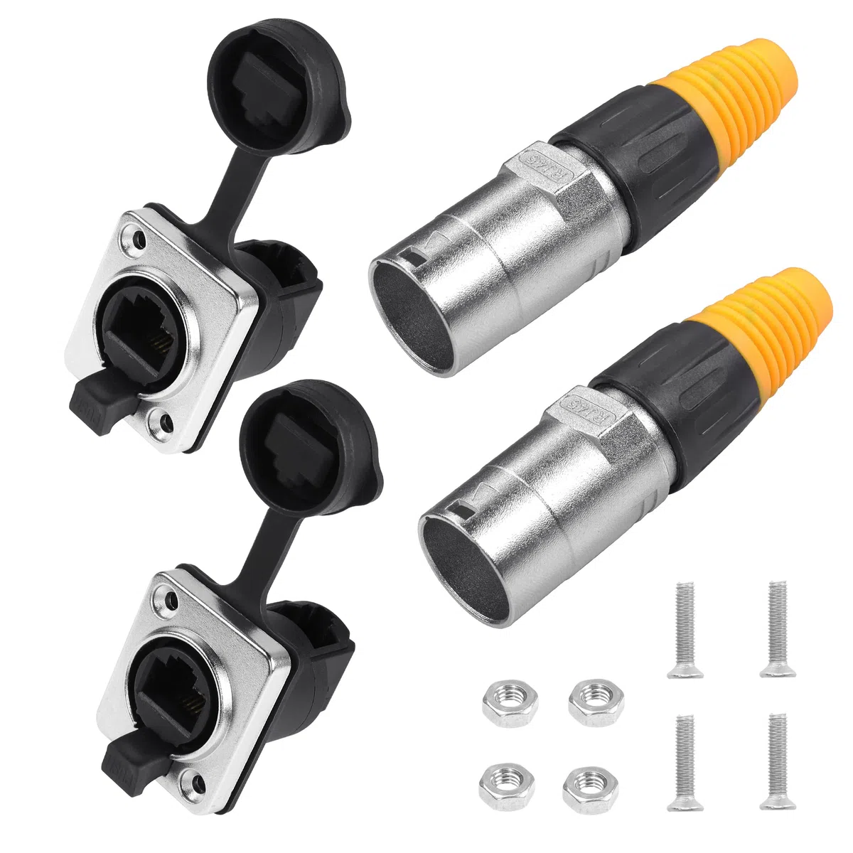 YACSEJAO Interfaccia RJ45, presa impermeabile, connettore ad angolo retto RJ45, IP65, impermeabile, Cat5/5e/6, 8P8C, Ethernet LAN Extension Coupler Assembly per interni ed esterni, 2 paia