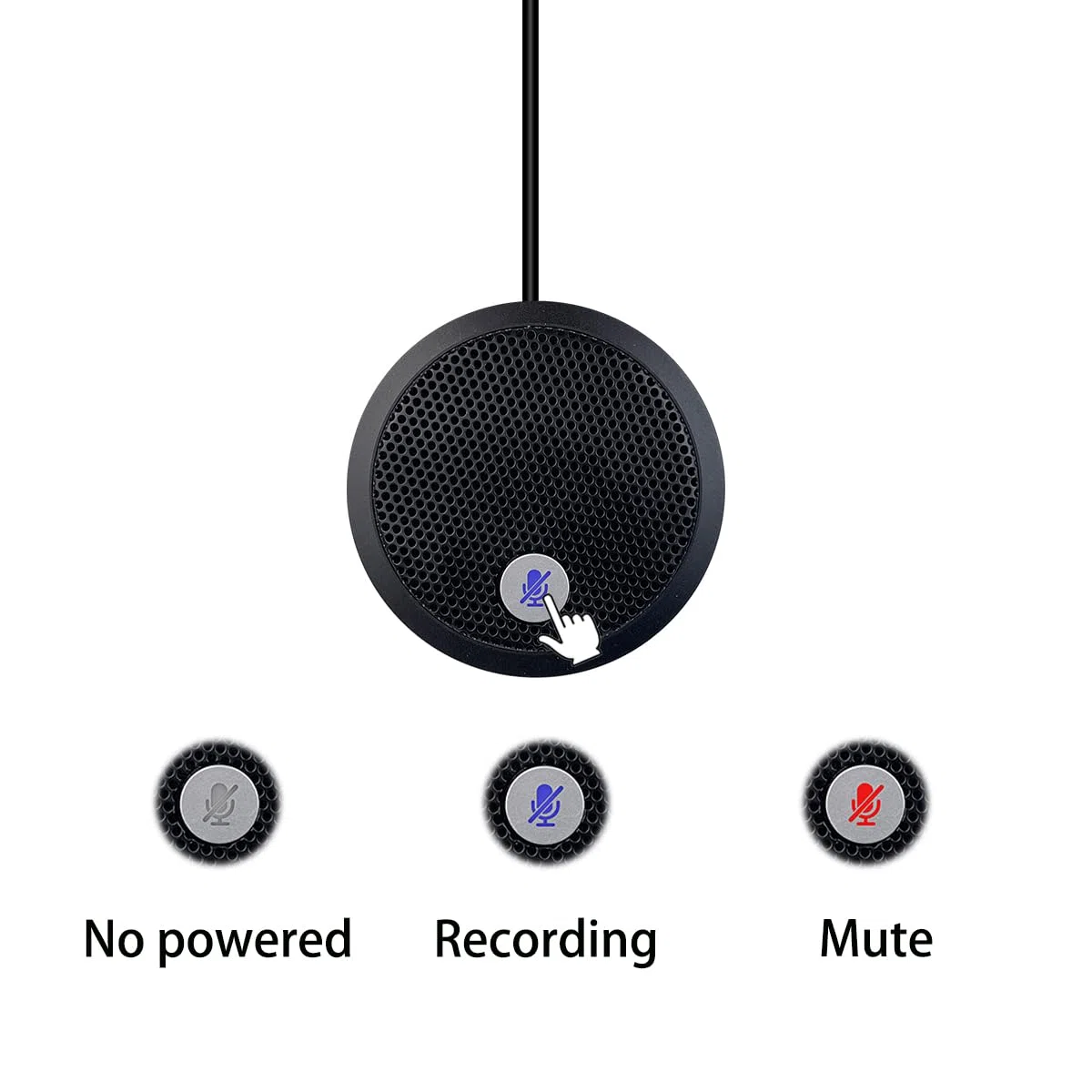 Microfono USB per Computer, microfono USB per conferenze, pulsante di silenziamento con indicatore LED, Mic a condensatore omnidirezionale per videoconferenze, Plug&Play per PC, laptop,