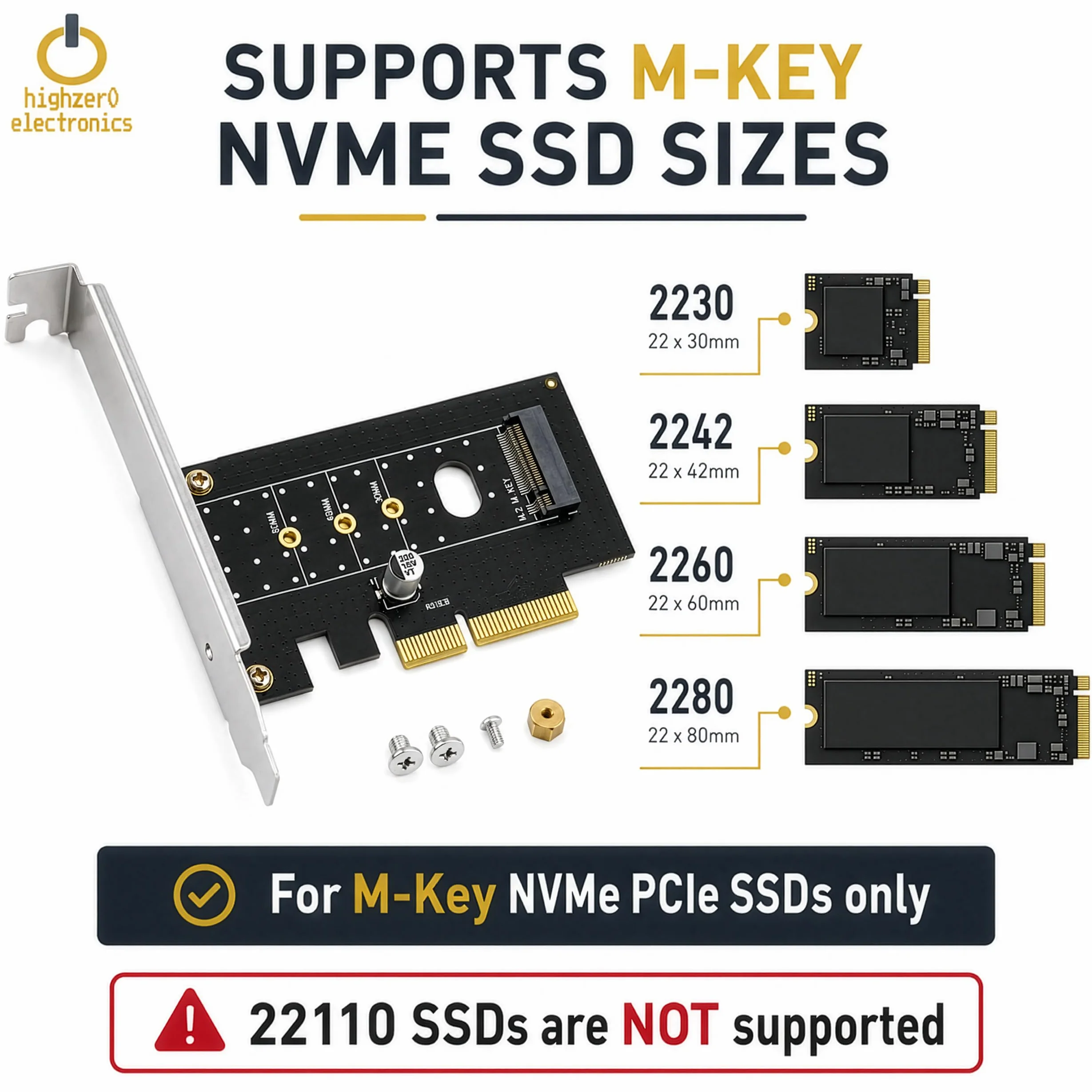 M.2 NVMe SSD NGFF to PCIE X4 Adapter M Key Interface Card Support PCI-e PCI Express 3.0 x4 2230-2280 Size M2 SSD M2 PCIE Adapter (M.2 SSD to PCIe x4)