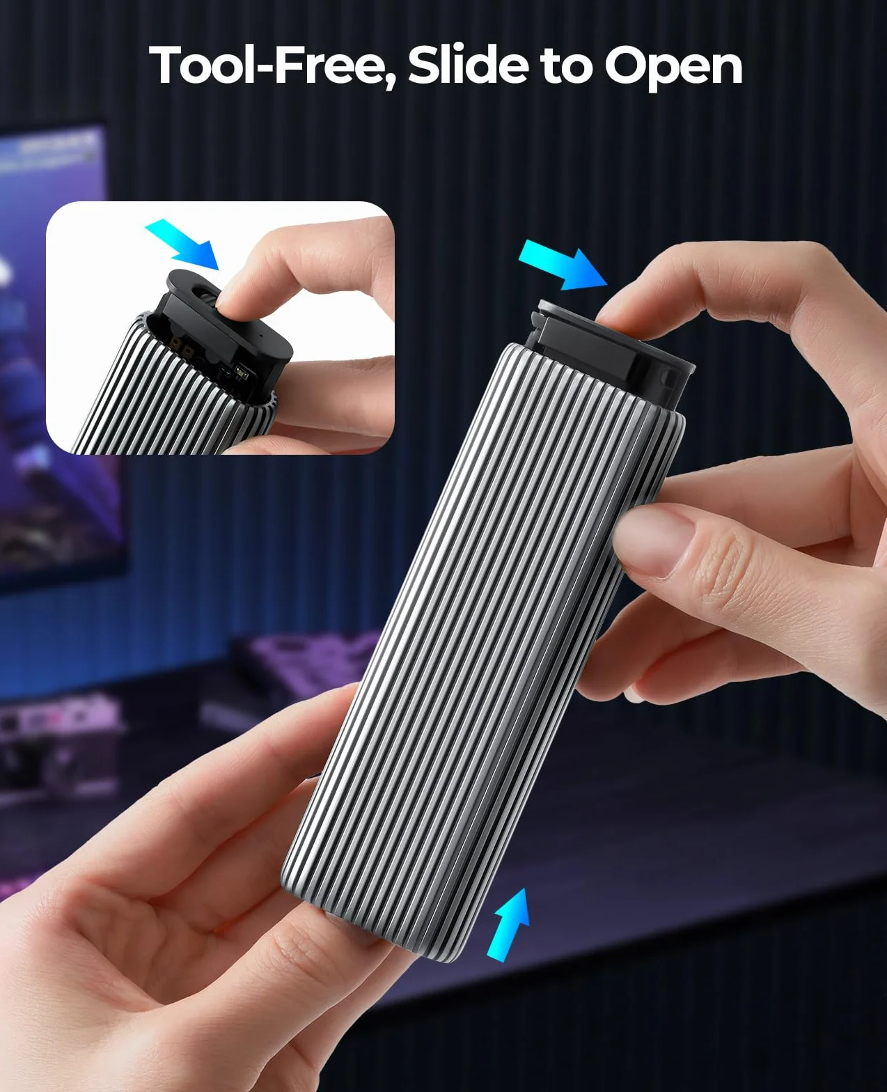 ORICO Case M.2 NVMe SSD Adattatore Tool-free in Alluminio, 10Gbps USB3.2 USB-C per M.2 PCIe NVMe M-Key 2230/2242/2260/2280 SSD, M2 Custodia Esterna Supporto UASP Trim- AM2G2