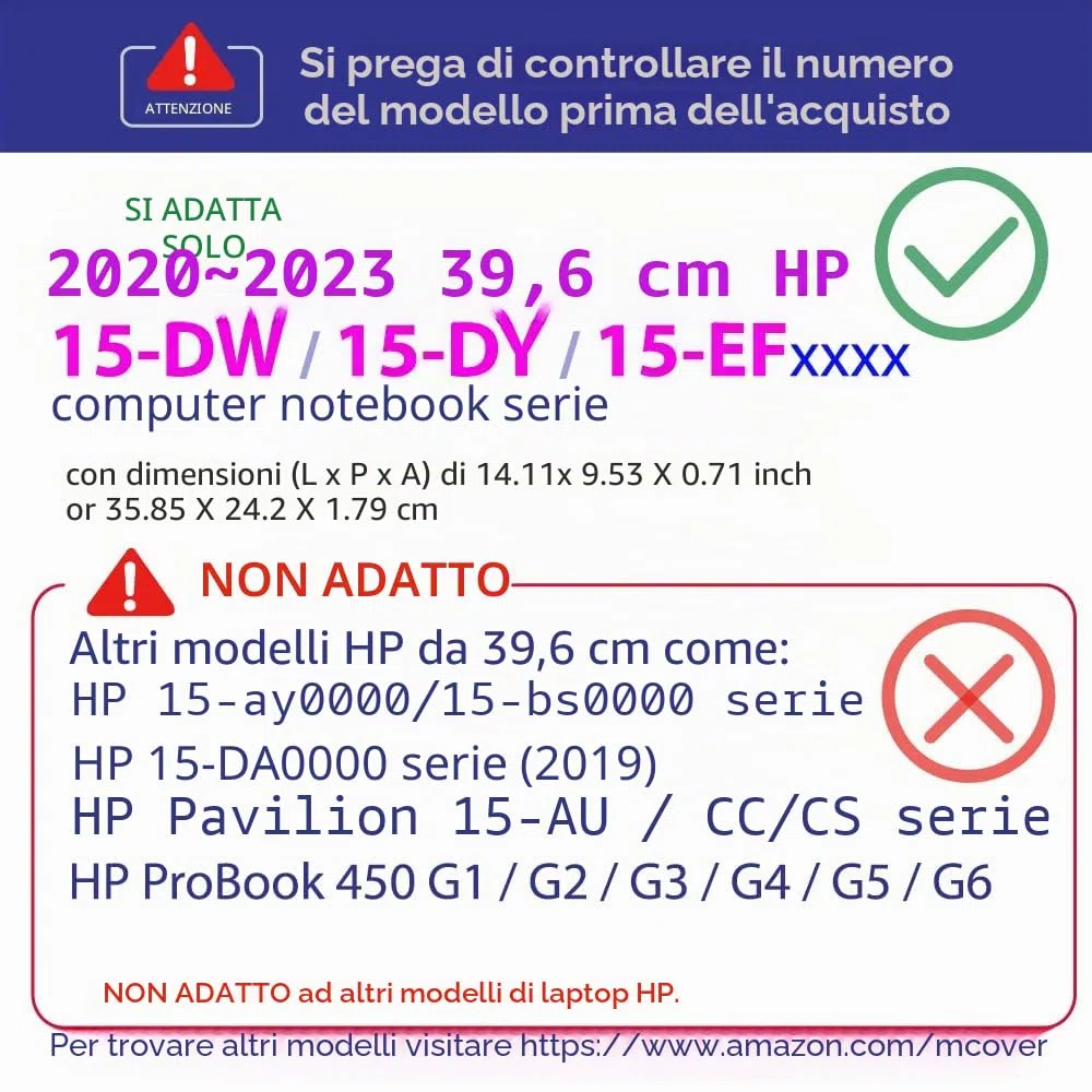 mCover rigida per notebook HP 15s-fqXXXX / 15s-eqXXXX / 15-dyXXXX /15-efXXXX serie 15,6" colore: rosa