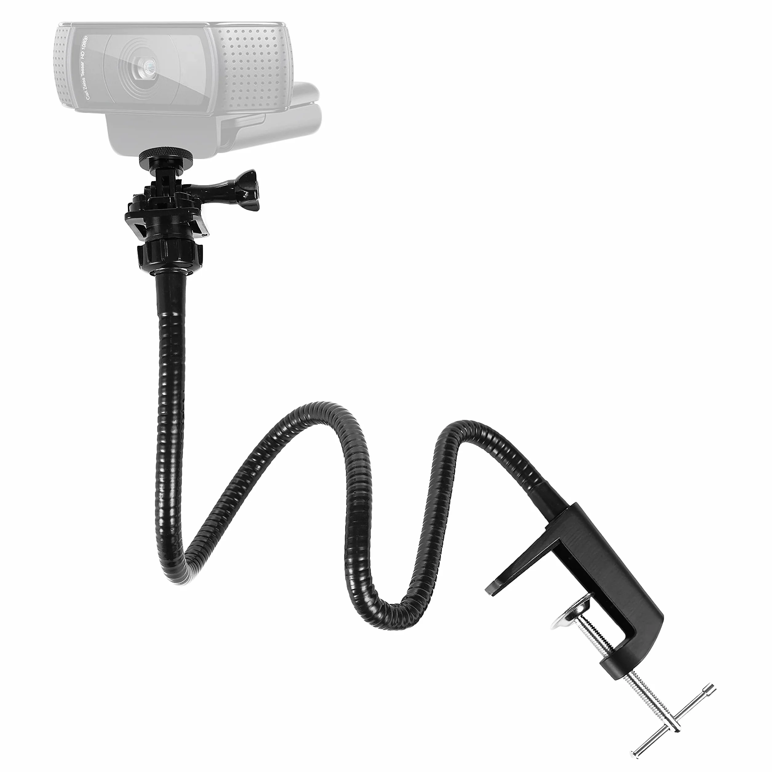Supporto per webcam da 63,5 cm, resistente, braccio lungo, morsetto per webcam Logitech C925e, C922x, C922, C930e, C930, C920, C615, fotocamere GoPro
