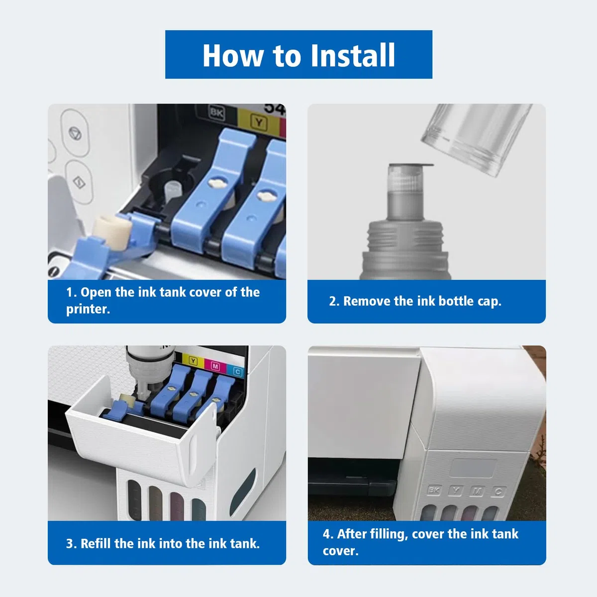 113 Inchiostro Compatibile per Epson EcoTank ET-5150 ET-5160 ET-5170 ET-5800 ET-5850 ET-5880 ET-16150 ET-16600 ET-16650 ET-16680 Pro ET-5800 ET-5850 ET-5880 ET-15000 Stampante (BK*2/C/M/Y)