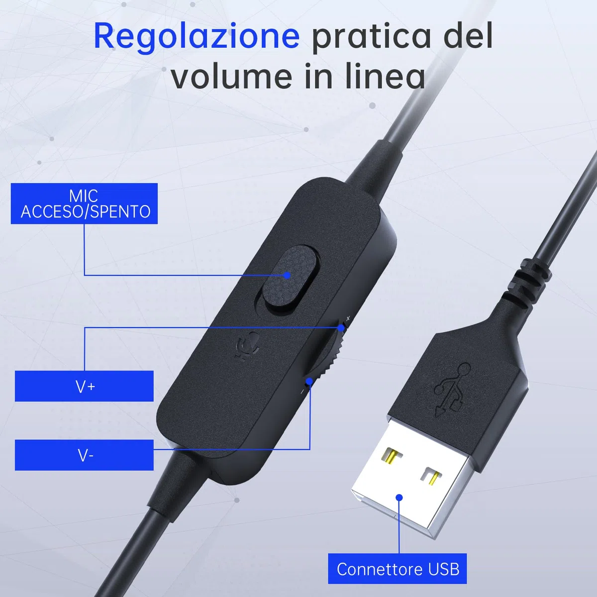 syndesmos Cuffie con Microfono per PC, Cuffie USB con Microfono a Cancellazione del Rumore, Cuffie PC per Ufficio, Computer, Portatile, Laptop, Macbook, Teams, Skype, Zoo, Cavo 1,8 m