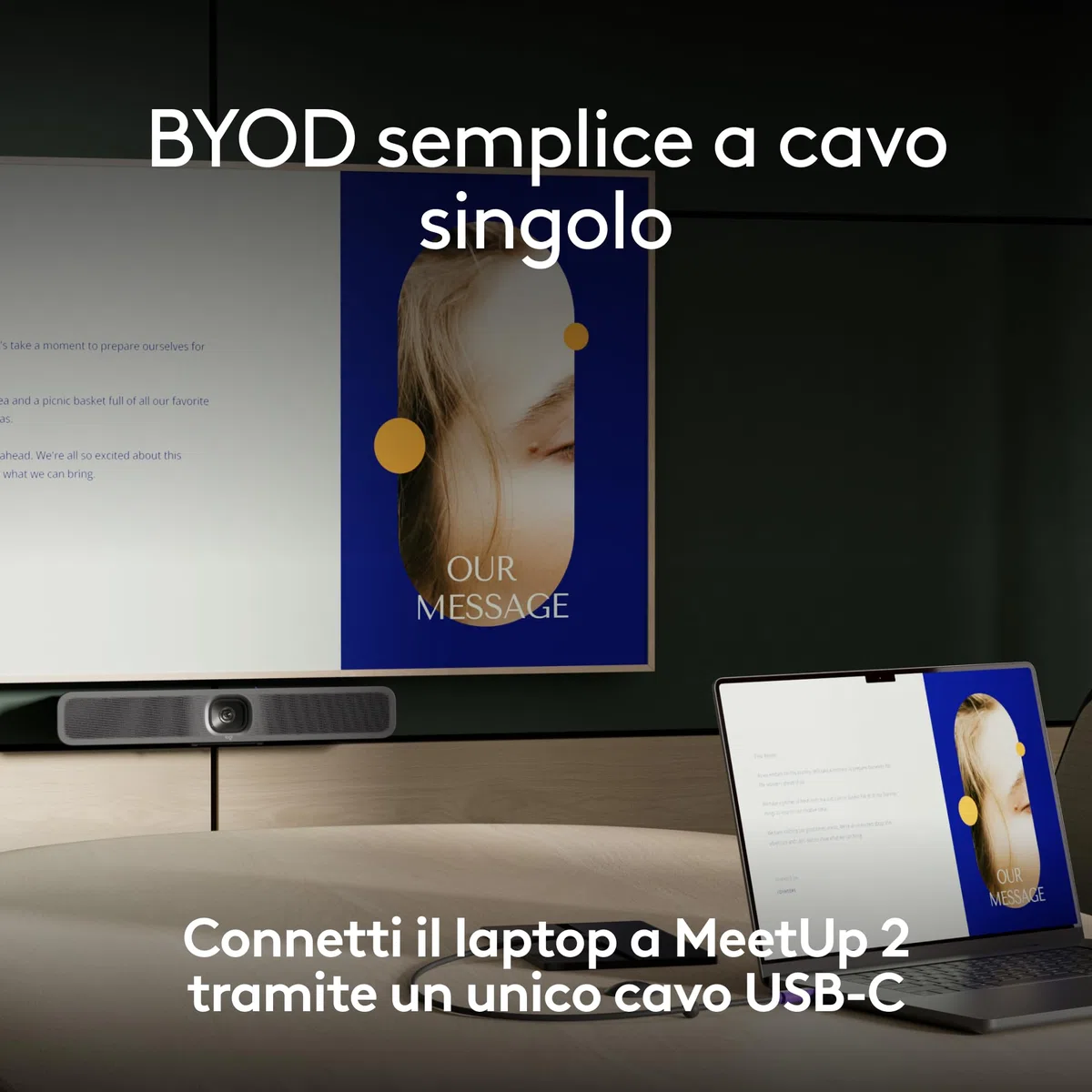 Logitech Cavo USB Active | Connessione BYOD a cavo singolo con MeetUp 2 | Accessorio videoconferenze per sale piccole - Grafite