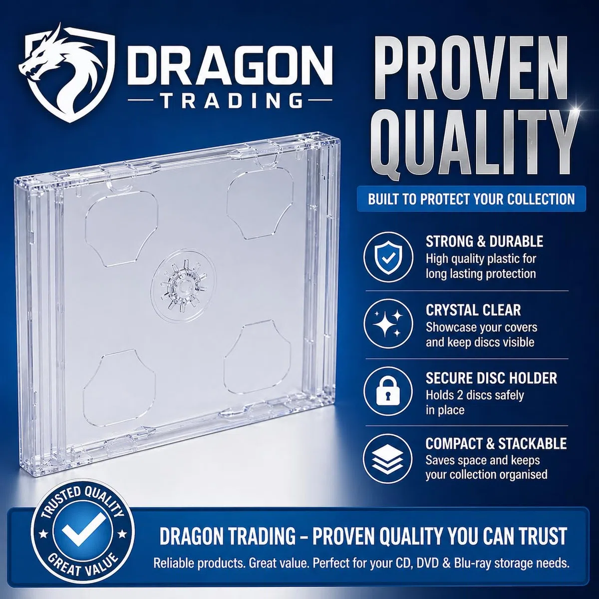 10 CD/DVD doppio trasparente custodie DragonTrading qualità professionale