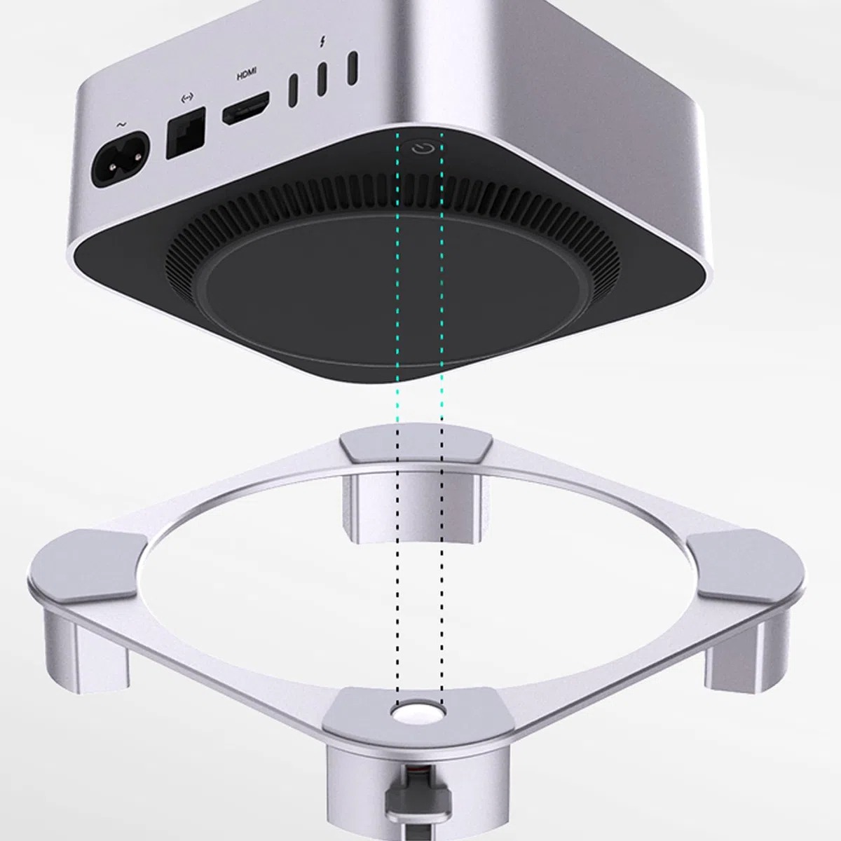 Supporto per Mac mini M4/M4 Pro, Meccanismo di commutazione dal design pratico per una migliore ventilazione e dissipazione del calore, in lega di alluminio