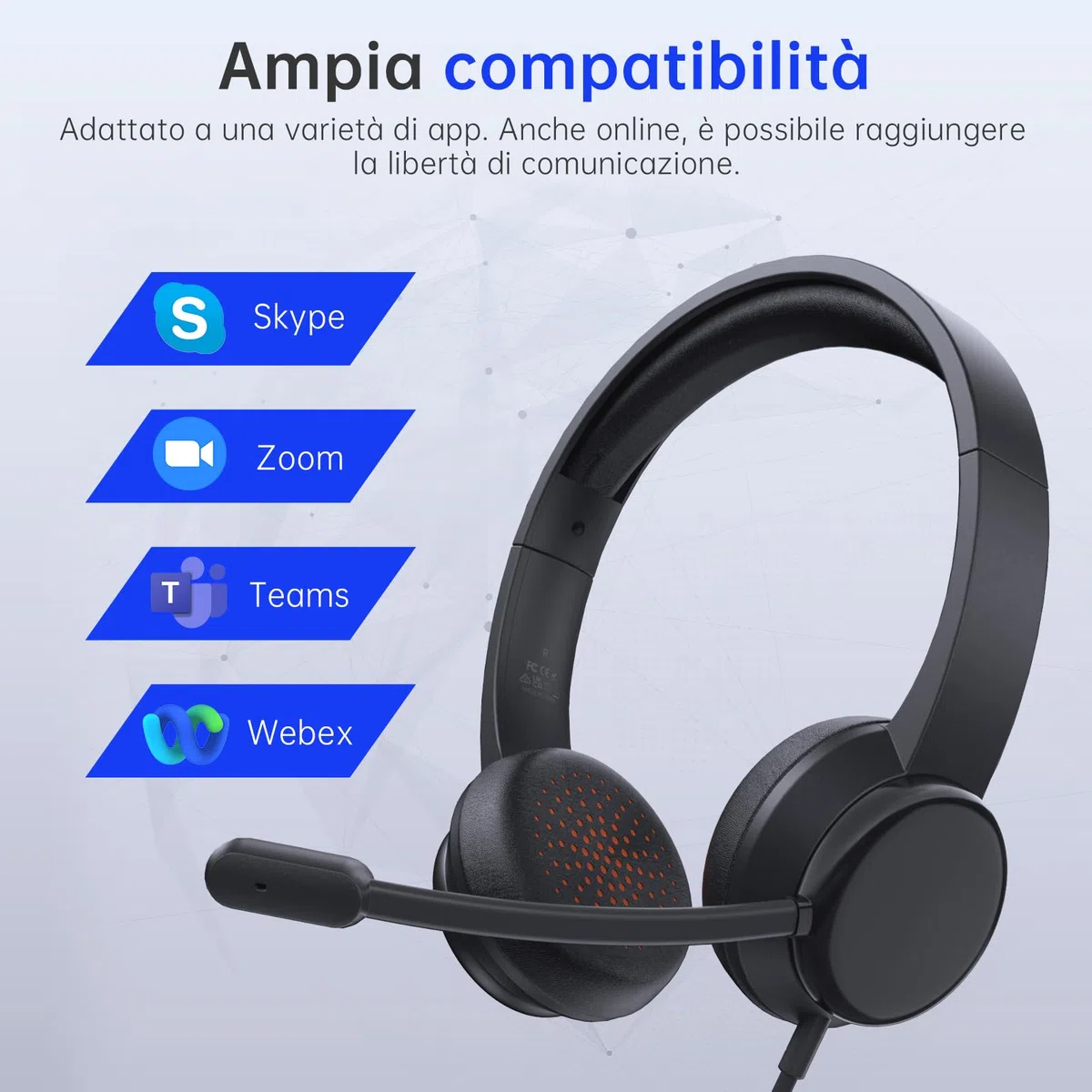 syndesmos Cuffie con Microfono per PC, Cuffie USB con Microfono a Cancellazione del Rumore, Cuffie PC per Ufficio, Computer, Portatile, Laptop, Macbook, Teams, Skype, Zoo, Cavo 1,8 m