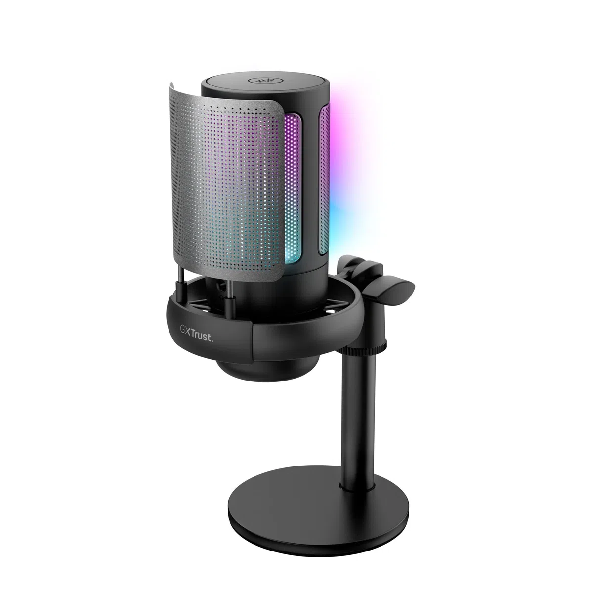 GXTrust 1238 Ruan Microfono USB con Supporto in Metallo, Shock-mount e Filtro Pop, Pattern Cardioide, Microfono Gaming USB per Podcast Youtube, ASMR, Streaming, Twitch, PC, PS4, PS5, Nero