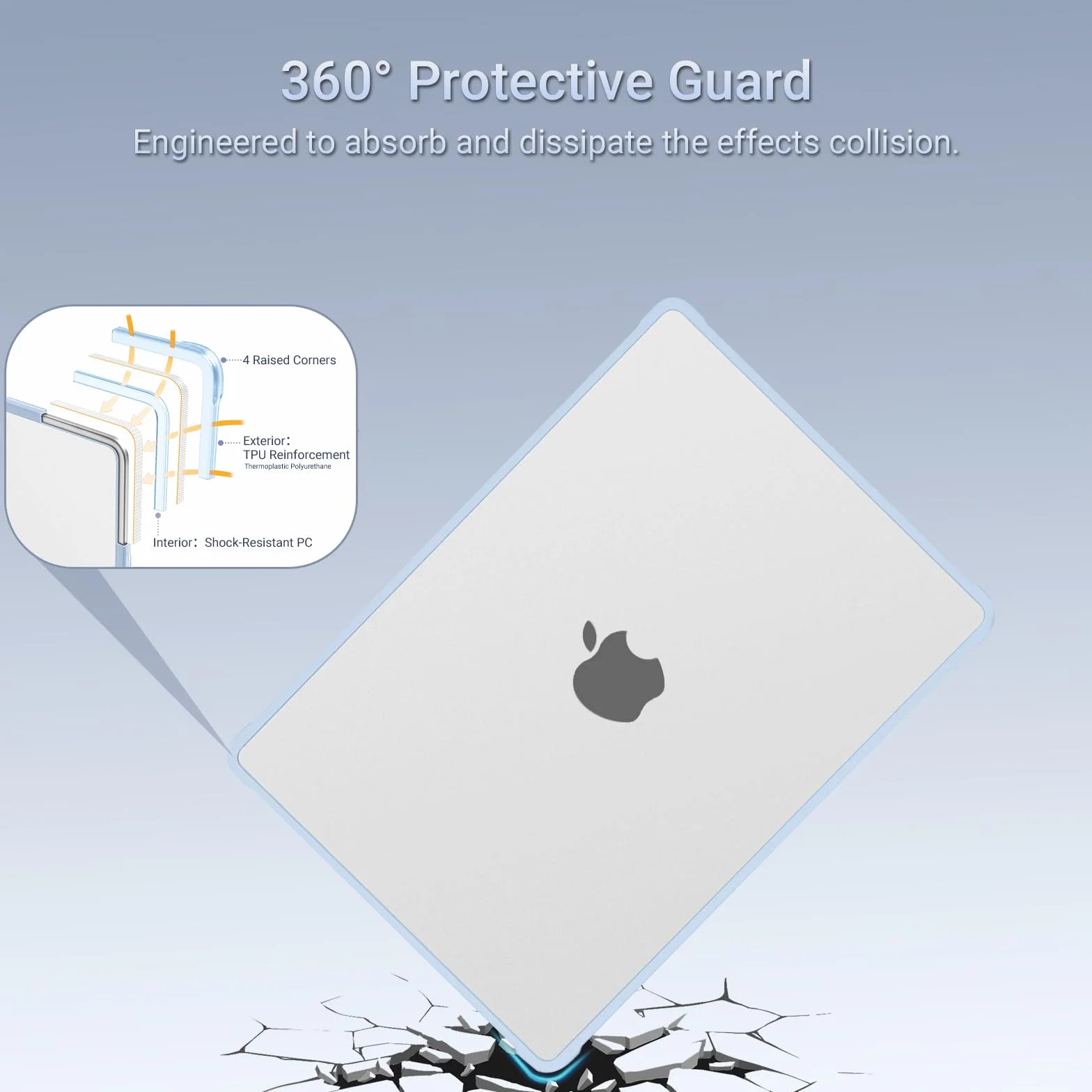 MOSISO Custodia Compatibile con MacBook Air 13 Cover M5 M4 M3 M2 2026 2025-2022 A3449 A3240 A3113 A2681,Rinforzato Anti-crepa Anti-impronte Case per MacBook Air 13,6'' display Liquid Retina, Celeste