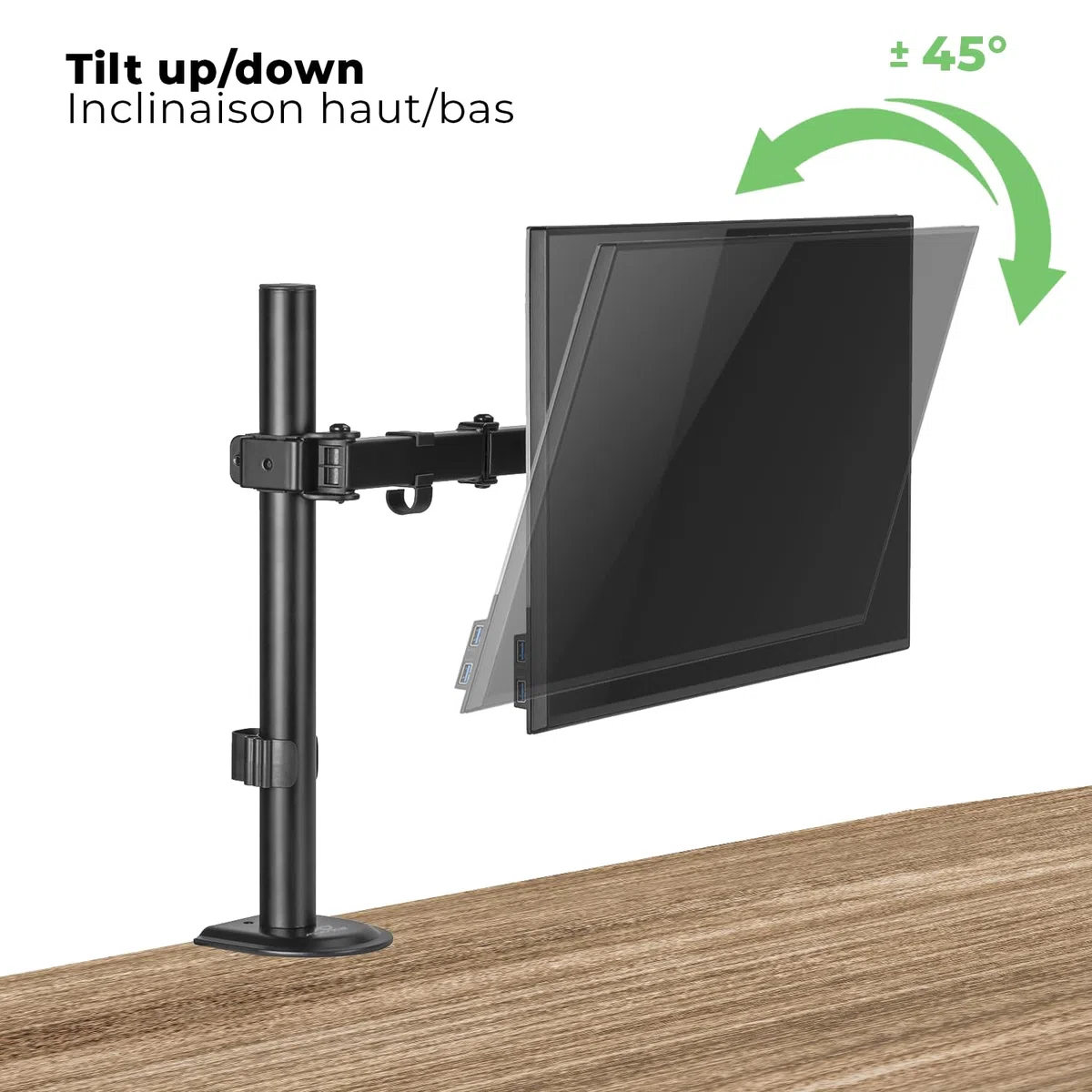 AD ADVANCE - XTENDMOUNTS Single, Supporto Monitor PC da 17 a 32 pollici, Compatibile VESA 75x75 e 100x100, Altezza e Inclinazione Regolabili, Porta Tablet e Smartphone Incluso