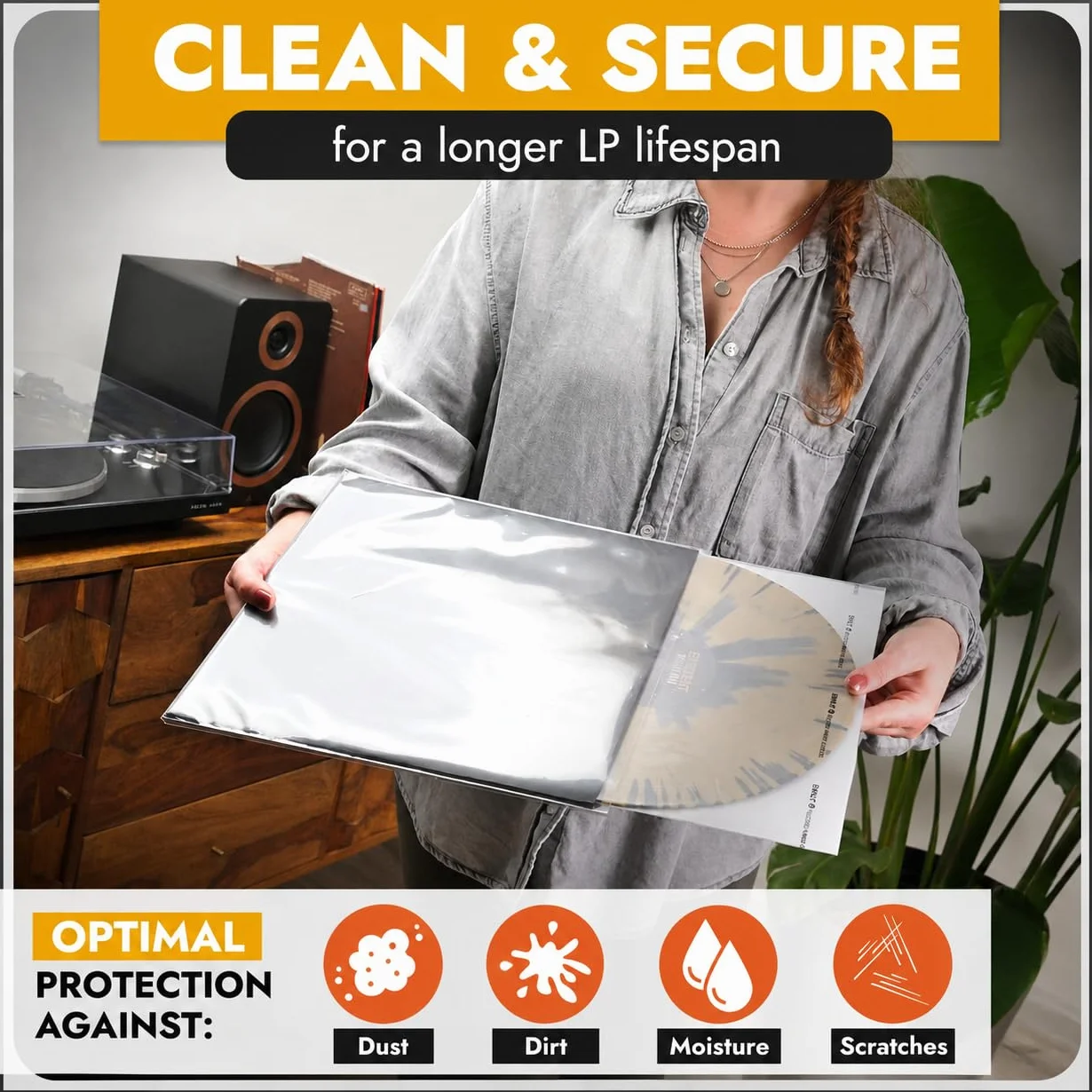 Custodie interne per dischi in vinile (50 pezzi) | carta di riso | antistatica (12")