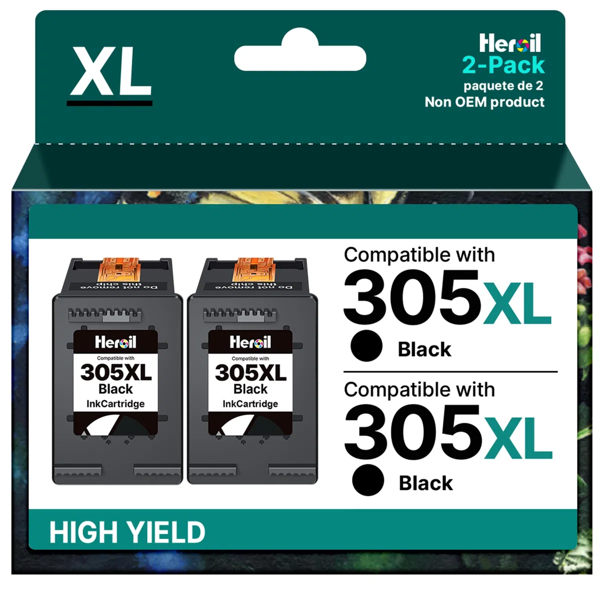 305XL Nero Cartucce d'Inchiostro Sostituzione per HP 305XL per DeskJet 2700 2710e 2720e 2722e 2723e Plus 4120e 4122e 4130e Envy 6000 6020 6430 6030 (2-Pack)