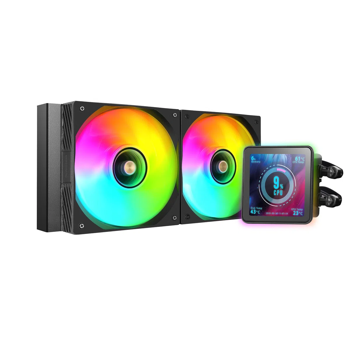 Mars Gaming ML-VISIONPRO240, Raffreddamento a Liquido AIO, TDP 500W, 2x Ventole ARGB 120mm FDB con Nucleo in Rame e Alluminio, Schermo LCD IPS 4” Rimovibile, Opti-Chamber 3a Generazione, Nero