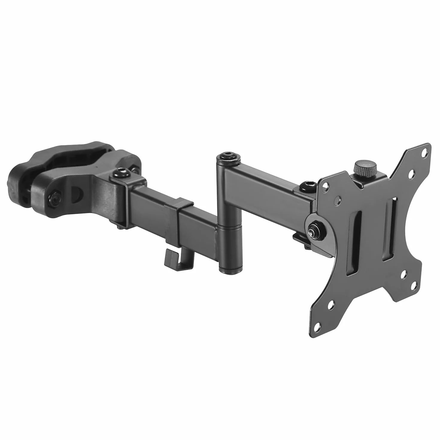 Portamonitor con doppio braccio snodato, Supporto per monitor da 17-32' fino a 8 kg, diametro del palo/tubo da 28 a 60 mm, braccio per monitor