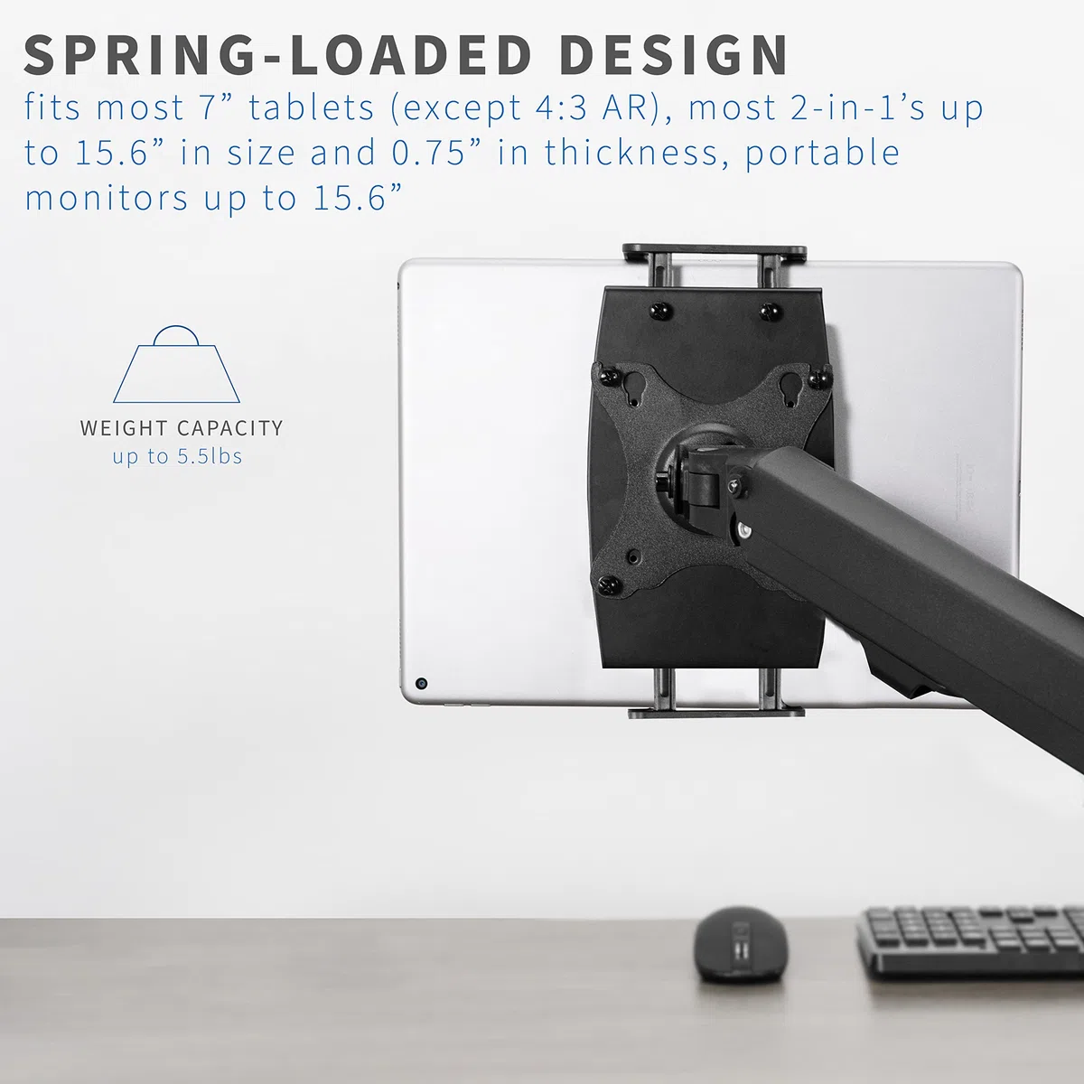 VIVO Adattatore universale VESA per tablet, laptop 2 in 1 e monitor portatili da 15,6", VESA max 100x100, supporto regolabile per laptop, nero, MOUNT-UVM02