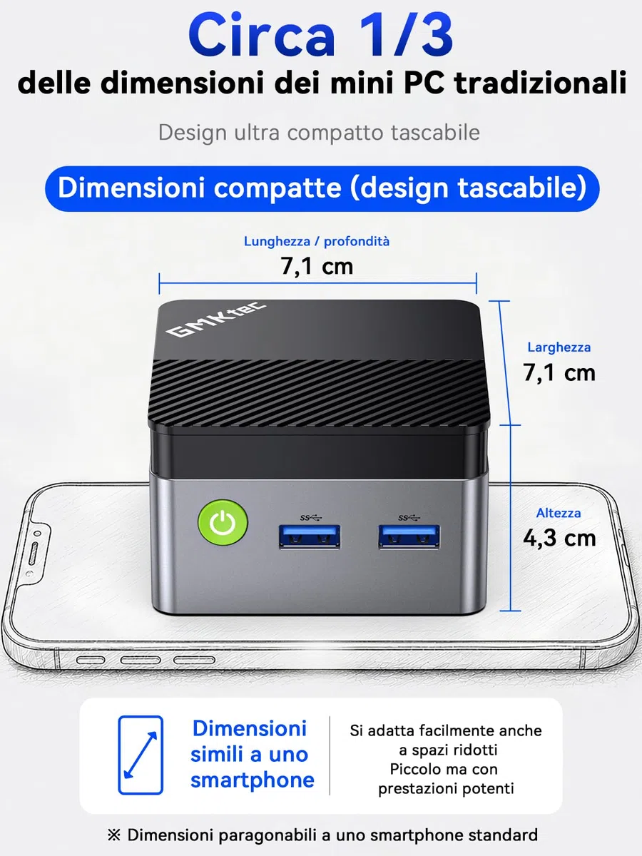 GMKtec G5S Mini PC, 3 anni di supporto, Mini Desktop Computer Intel N5095 migliore di N5030/J3355, 8GB LPDDR4 128GB SSD M.2, Doppio HDMI 4K@60Hz, USB 3.2 x3, WiFi 6, BT 5.2, Slot SD