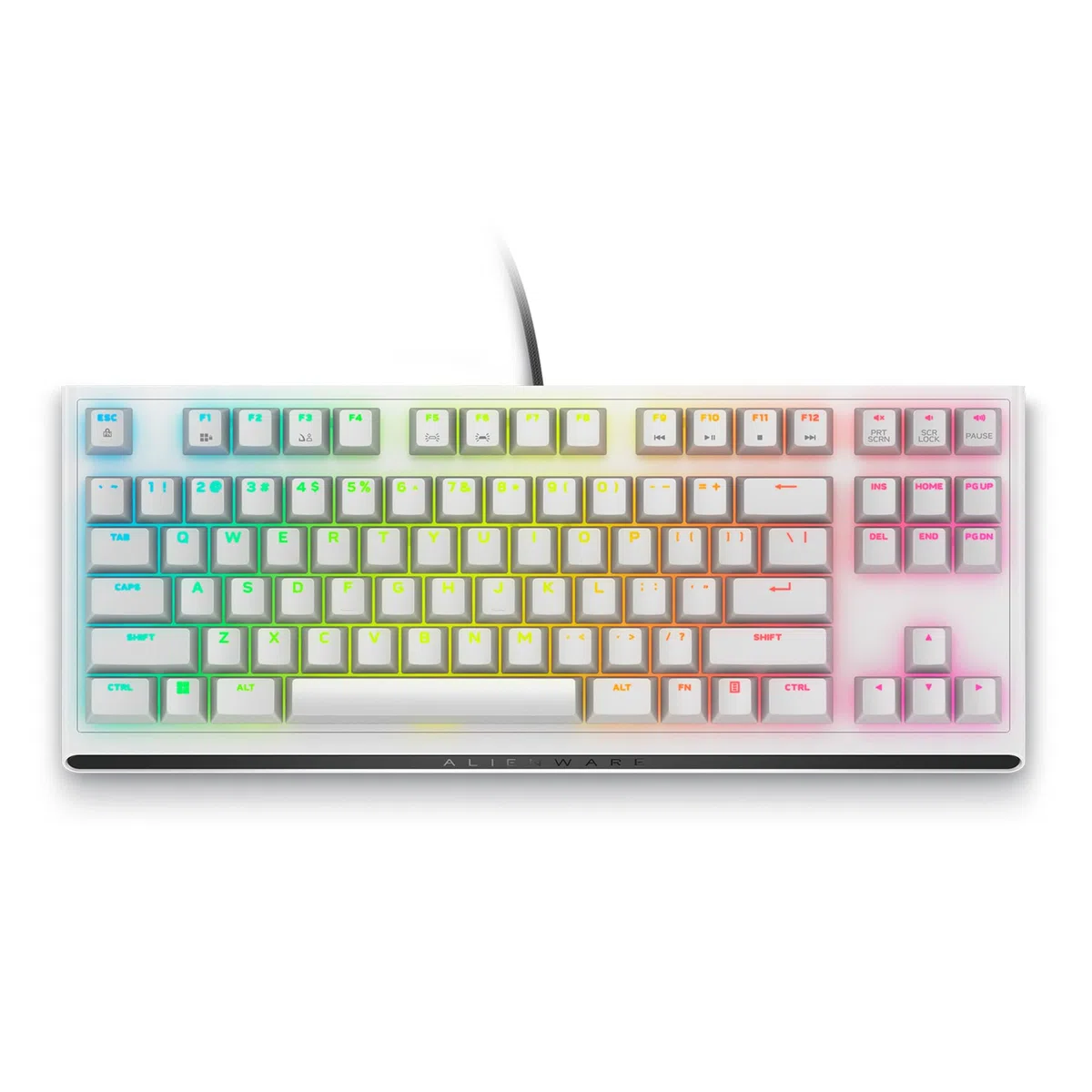 Alienware AW420K Tastiera Gaming senza Tastierino Numerico, Design Compatto, Switch CHERRY MX Red, USB, Anti-Ghosting, N-Key Rollover, Retroilluminazione AlienFX RGB, Tastiera Italiana - Lunar Light