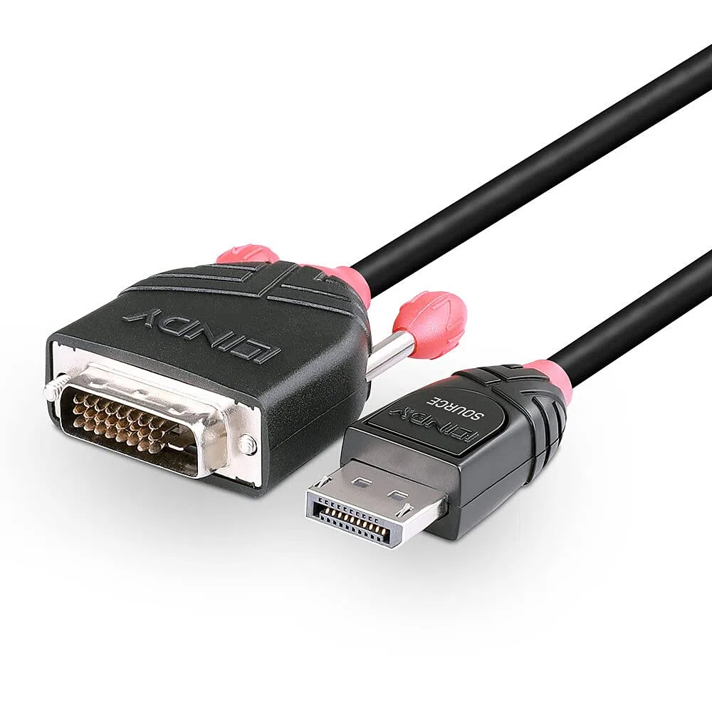 Lindy 41491 Cavo DisplayPort/DVI-D Attivo, 2 m, Nero