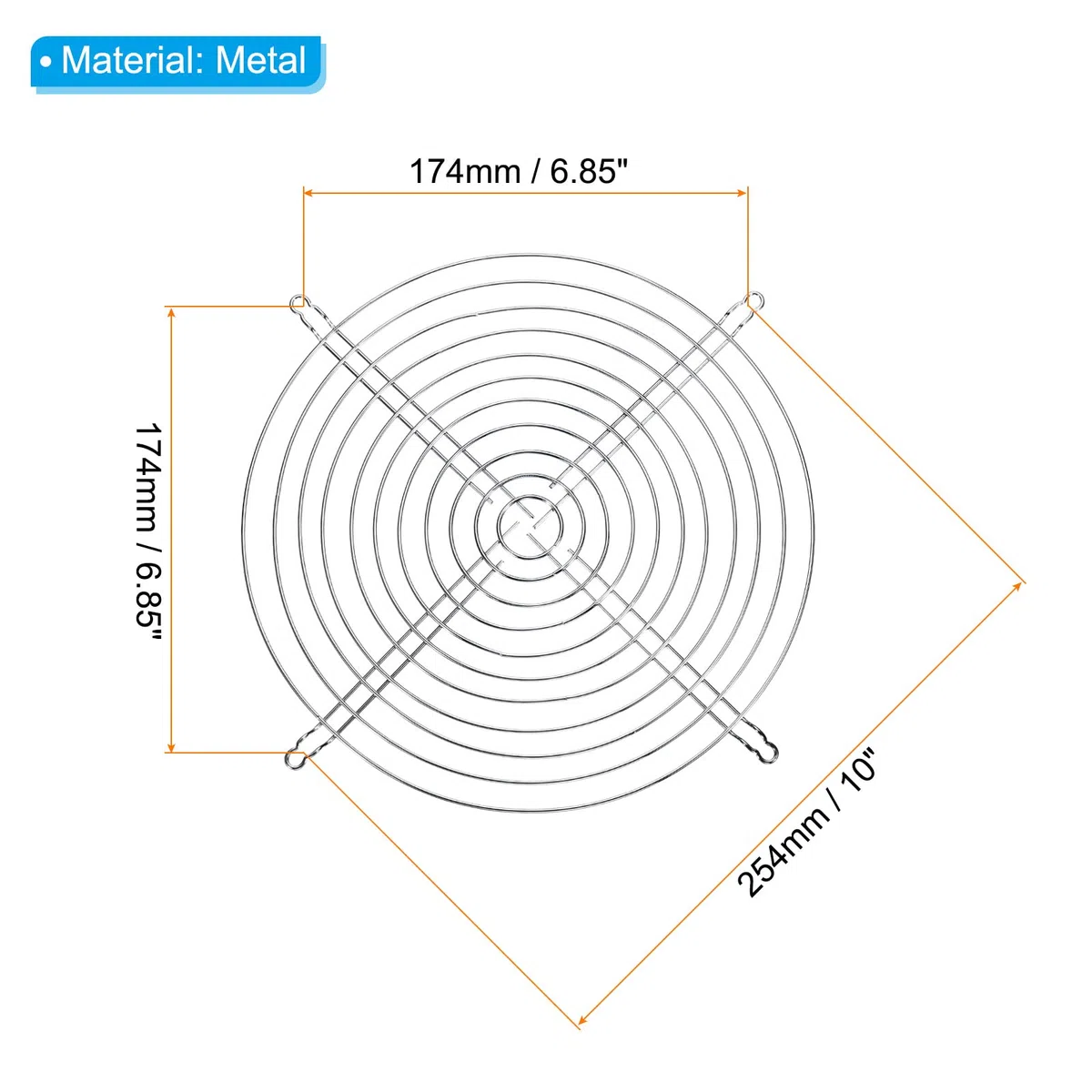 PATIKIL 250mm Ventola Dito Griglia, 2pz Metallo Protezione con Vite, Argento