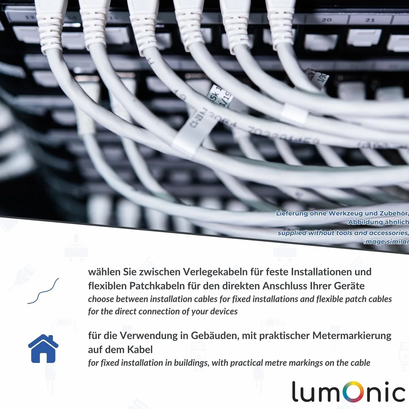 Lumonic 50m Cavo di rete CAT 5e F/UTP I CAT5e-cavo, Gigabit Lan Cavo, Ethernet Cavo I Flexibles Verlegekabel geschirmt, per uso interno fino a 100 MHz