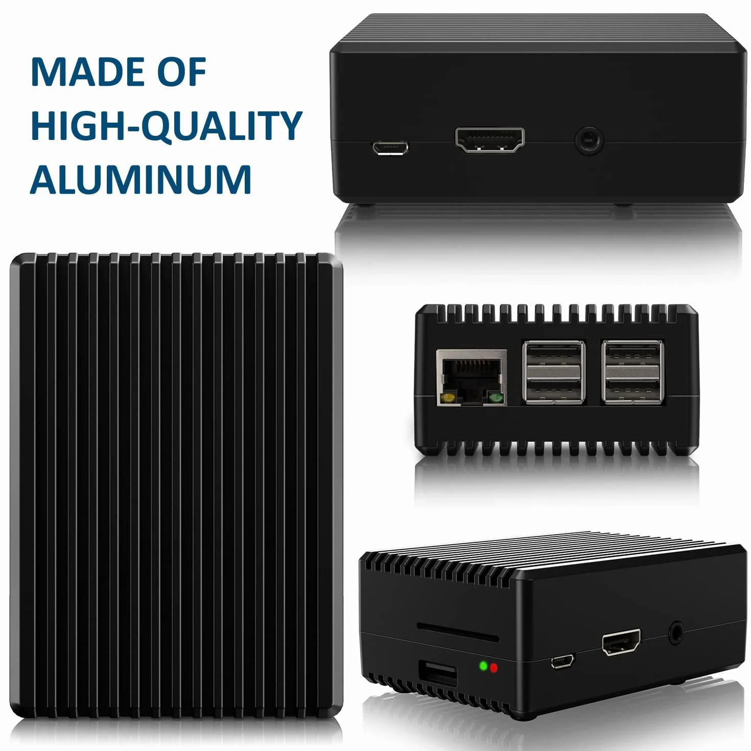 Miuzei Alluminio Case per Raspberry Pi 3b 3b+ con 5.1v 3a Alimentatore con Interruttore On/Off,Micro USB,Raffreddamento Passivo Case compatibile con Raspberry Pi Modello 3b 3b+