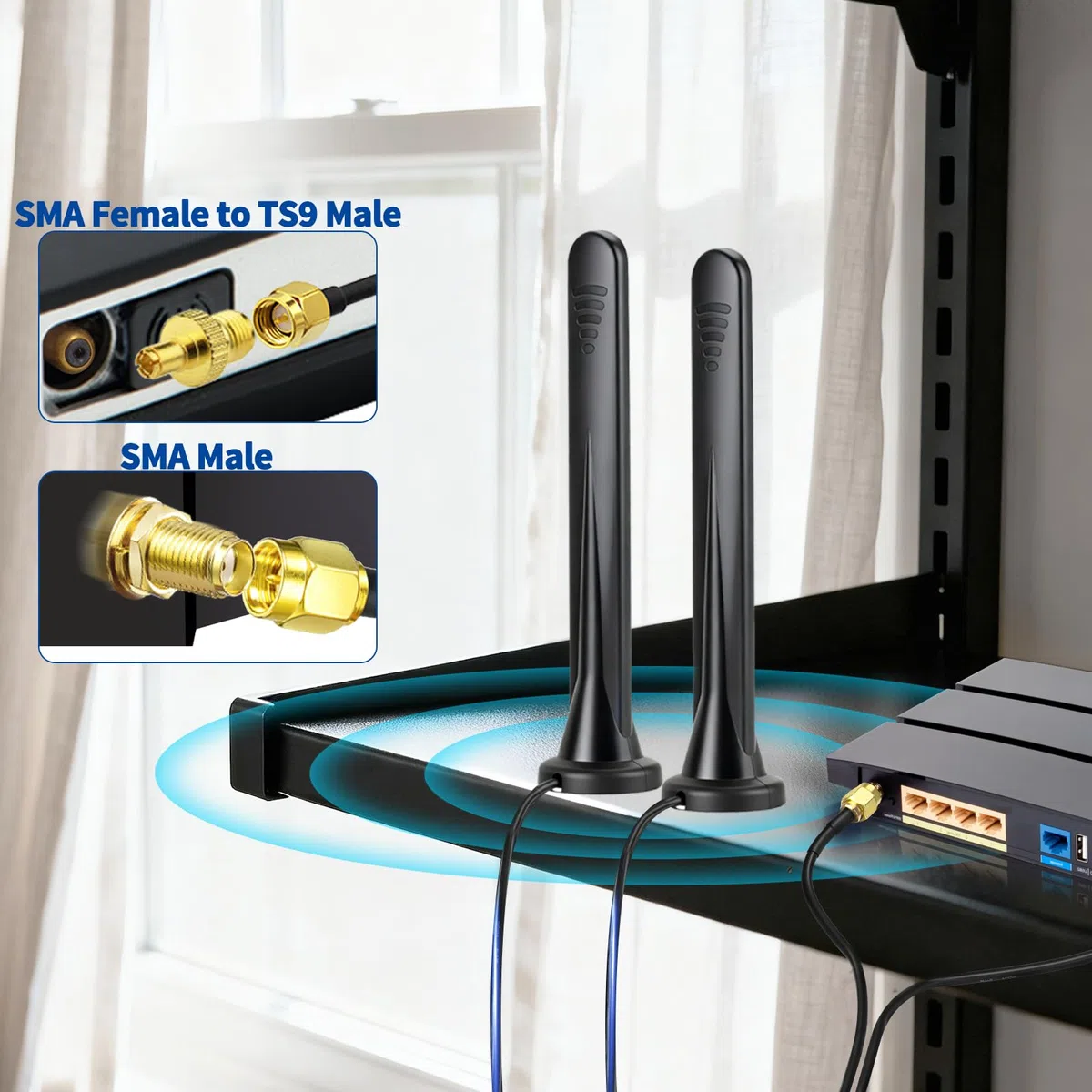 Bingfu Antenna 5G 4G LTE Esterna Tutte le Bande 3dBi SMA TS9 Maschio Base Magnetica Cavo 3M per Router, Hotspot, Modem, Fototrappola, Dispositivi IoT, Casa Intelligente & Uso Veicolo, 2pcs