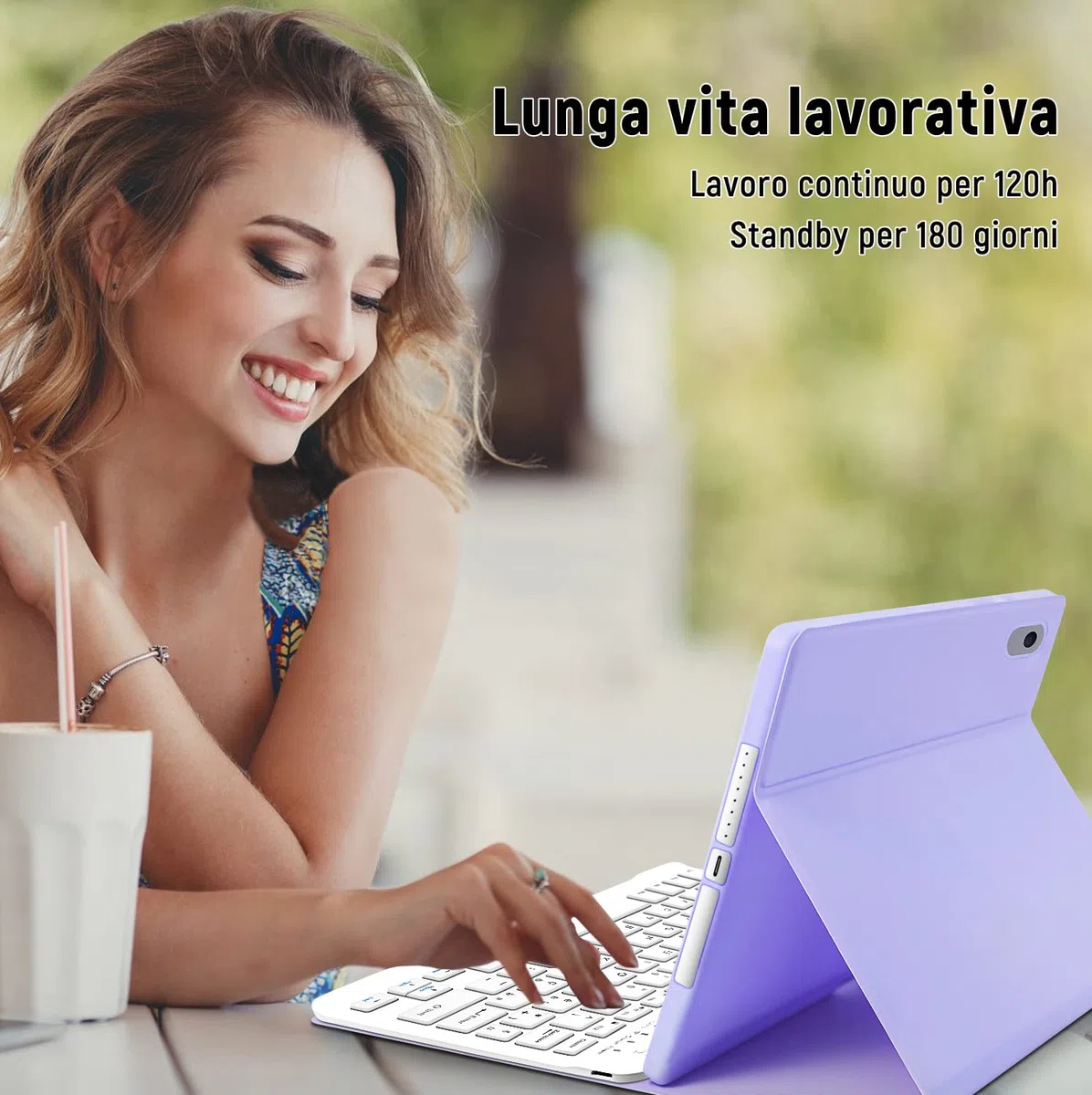 Lielax Custodia con Tastiera per iPad 10.2 2021/2020/2019(9a, 8a e 7a Gen)/iPad Air 3 /iPad Pro 10,5, Italiano QWERTY Rimovibile Bluetooth Tastiera, Custodia con Supporto Pencil per ipad 10,2-Porpora