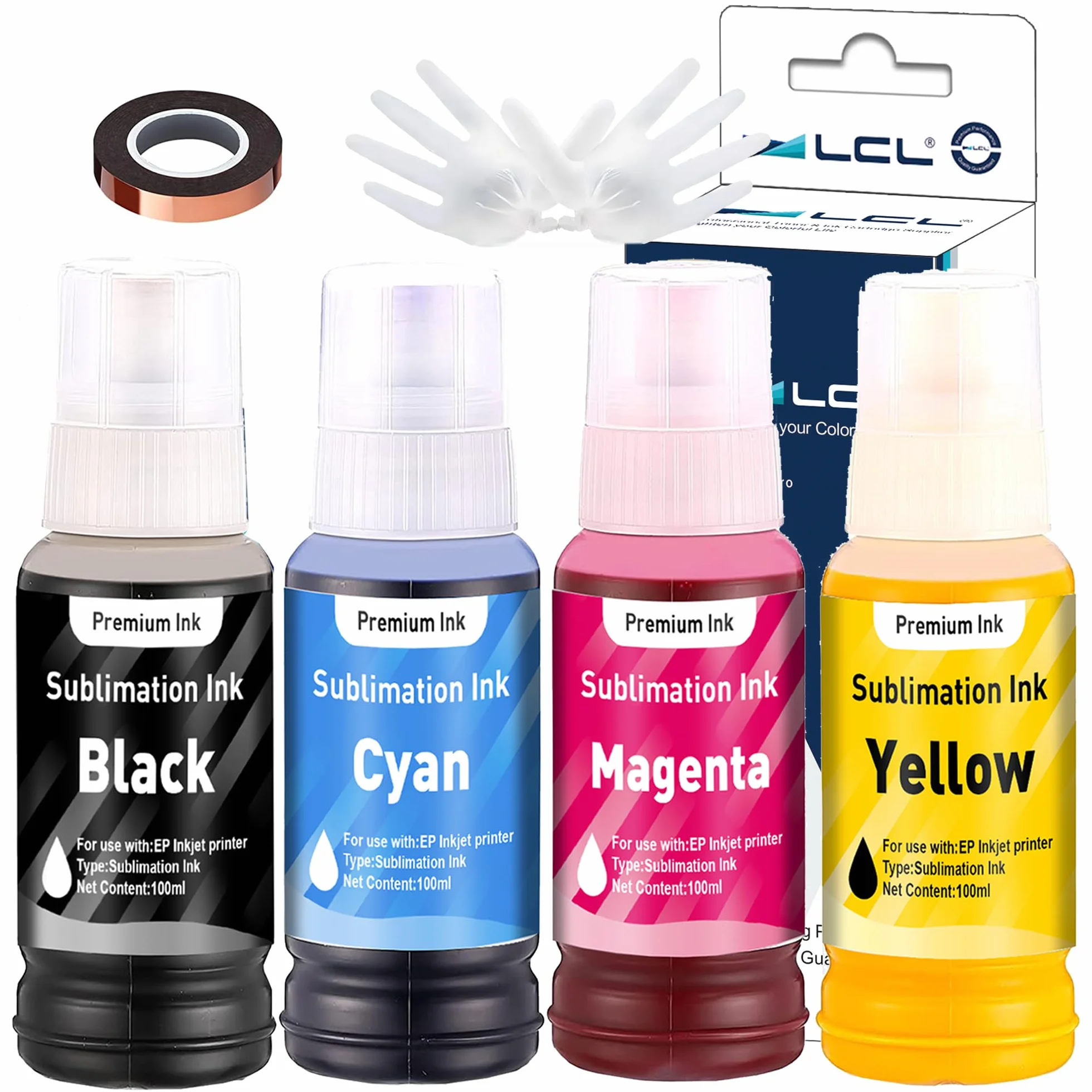 LCL 4Pack 400ML Ricarica d'inchiostro sublimatico per EPSON EcoTank ET-2700 ET-2750 ET-2751 ET-2756 ET-2850 ET-2851 ET-2856 ET-3700 ET-3750 ET-3850 ET-4750 ET-4850 (Autofill/Upgrade Version/ICC Free)
