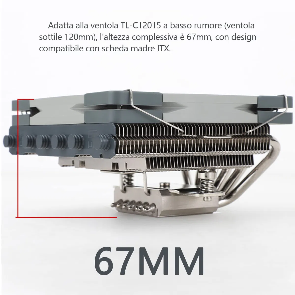TR AXP120-X67 Raffreddatore d'aria CPU a basso profilo con ventola PWM TL-C12015 da 120 mm,6 tubi di calore, altezza 67 mm,per AMD AM4 AM5/Intel 1700/1150/1151/1155/1200/201