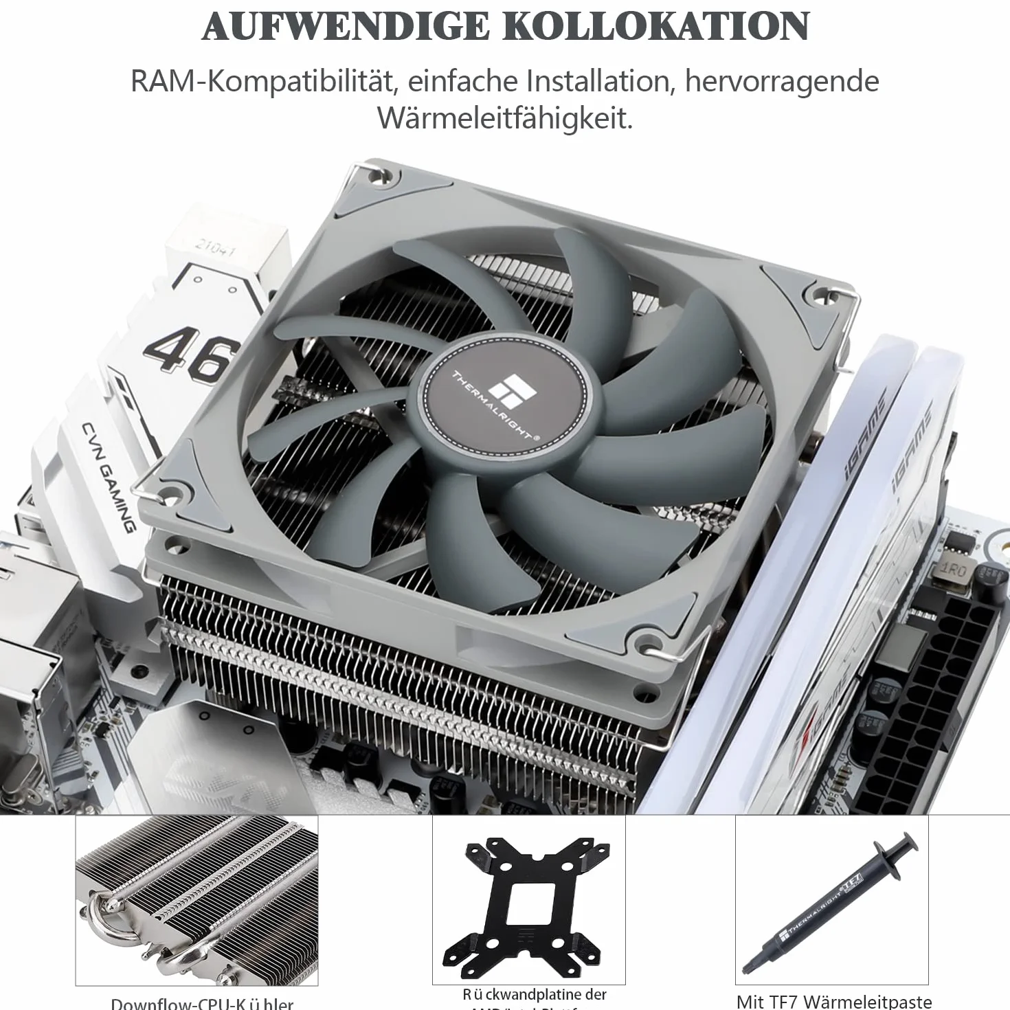 Thermalright AXP-90 X53 Raffreddatore d'aria CPU a basso profilo con ventola PWM TL-9015 da 90 mm, 4 tubi di calore, altezza 53 mm, per AMD AM4/Intel LGA 1700/1150/1151/1155/1156/1200 (AXP-90 X53)