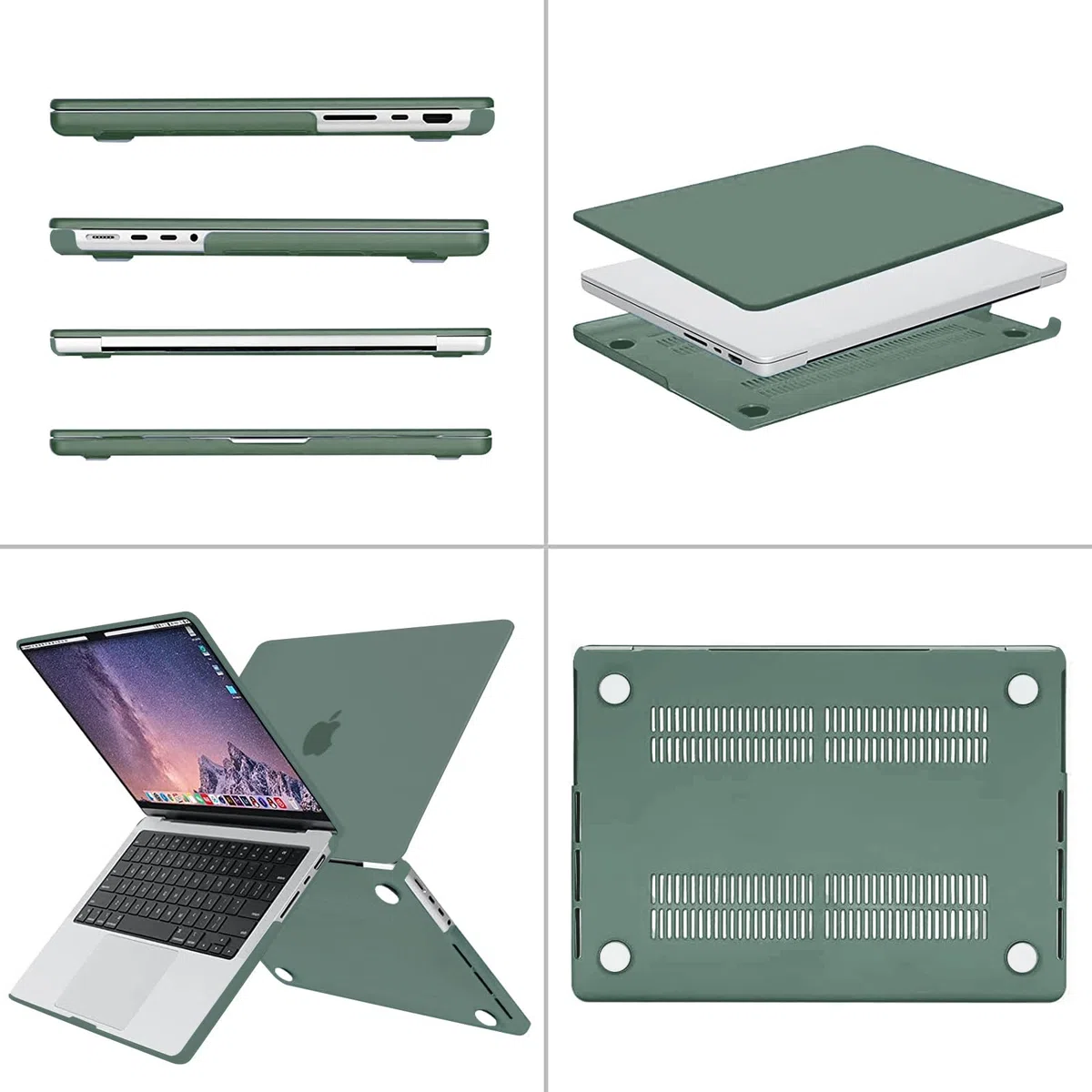MOSISO Custodia Compatibile con MacBook Pro 14 Cover 2026 2025 2024-2021 M5 A3434 M4 A3112 A3185 A3401 M3 A2918 A2992 M2 A2779 M1 A2442, Rigida Case&Copritastiera&Pellicola&Tipo C, Verde Smeraldo