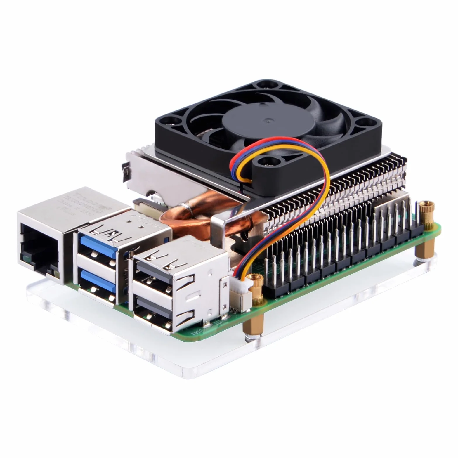 GeeekPi Ultra Thin Ice Tower Cooler per Raspberry Pi 5, in alluminio, con ventola PWM da 40 x 40 x 7 mm, per Raspberry Pi 5 4 GB/8 GB