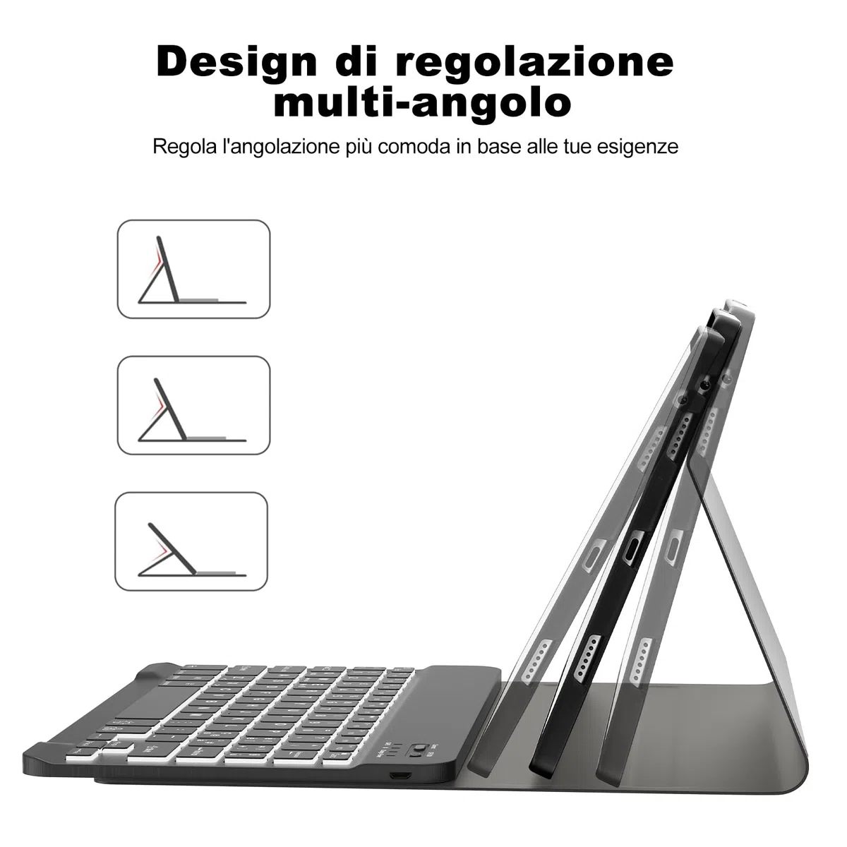 Tastiera per Lenovo Tab P11 (2nd Gen), 7 funzioni di retroilluminazione, Custodia per 11,5" per Lenovo Tab 11(TB350FU/TB350XU 2022), Tsatiera Italiano Slim Bluetooth Rimovibile Magnetica, Nero