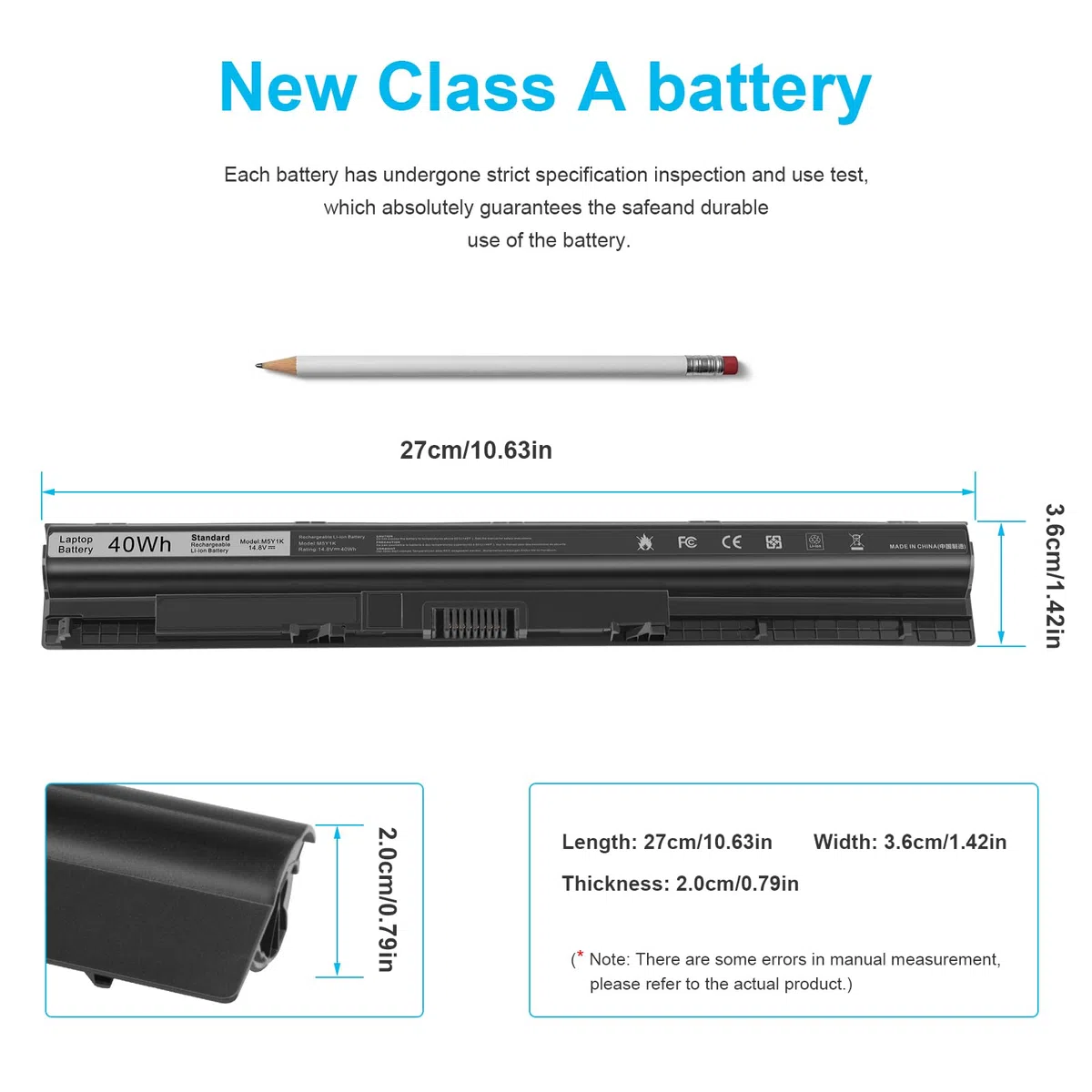 Batteria per PC portatile Dell Inspiron 14 15 17 3000 5000 Serie 3551 3451 3558 5559 5558 5555 5758 GXVJ3 HD4J0 M5Y1K K185W WKRJ2