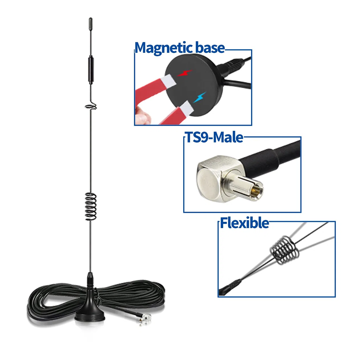 Bingfu Antenna 4G LTE 8dBi Base Magnetica MIMO TS9 Antenna 2-Pack Compatibile con MiFi Mobile Hotspot Router Modem USB Dongle Nighthawk M1 MR1100 M2 MR2100 AC785 AC797 AC790 AC810