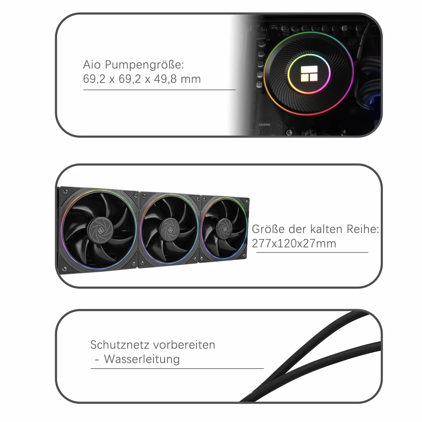 TR-Thermalright AQUA ELITE 360 V5 ARGB - Refrigeratore liquido per CPU, 360 mm, 3 ventole PWM - ARGB - 2000 giri/min, per AM4/AM5, Intel LGA1851/1700/115x/1200 (Nero)